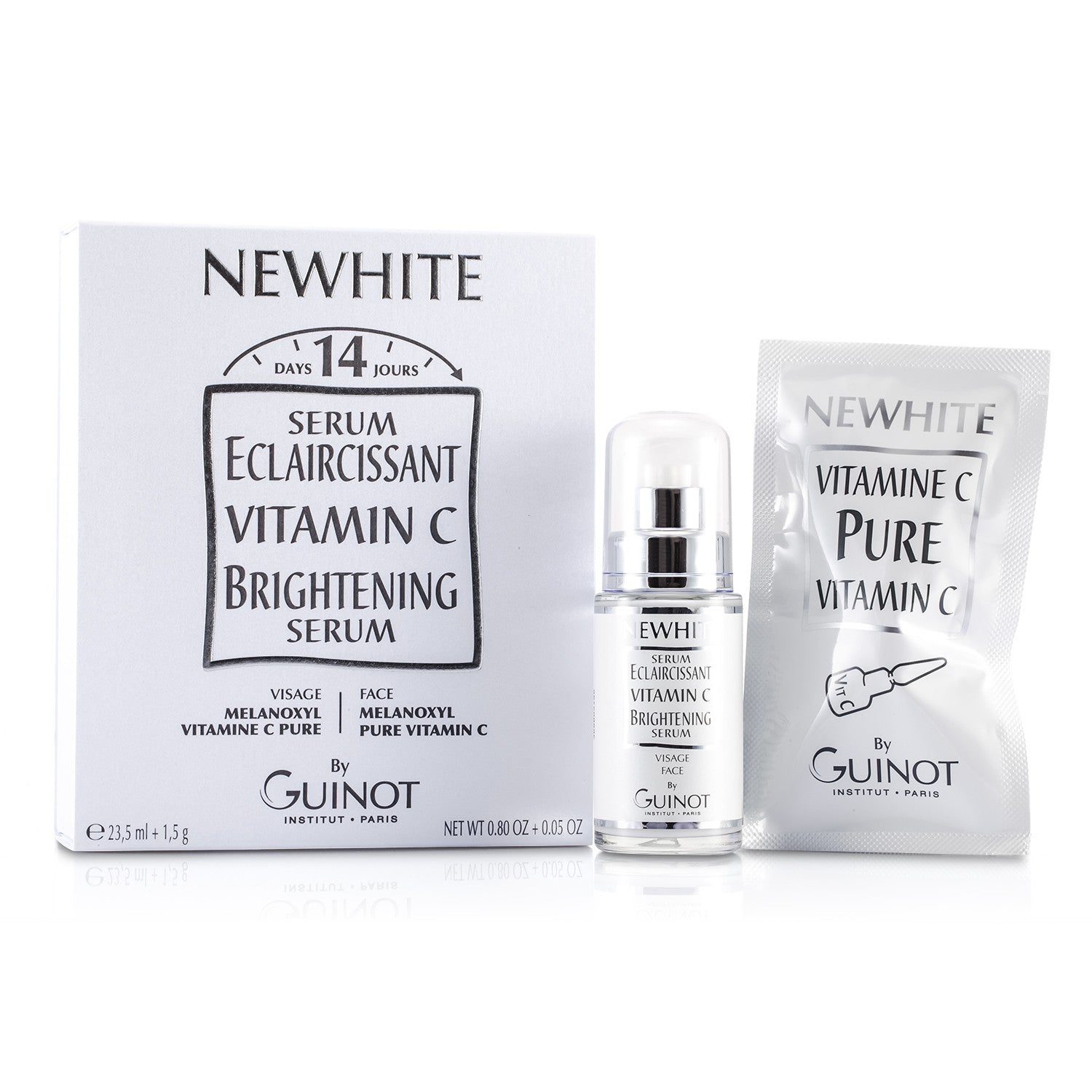 Guinot Newhite Vitamin C Brightening Serum (Brightening Serum 23.5ml/0.8oz + Pure Vitamin C 1.5g/0.05oz)  2pcs