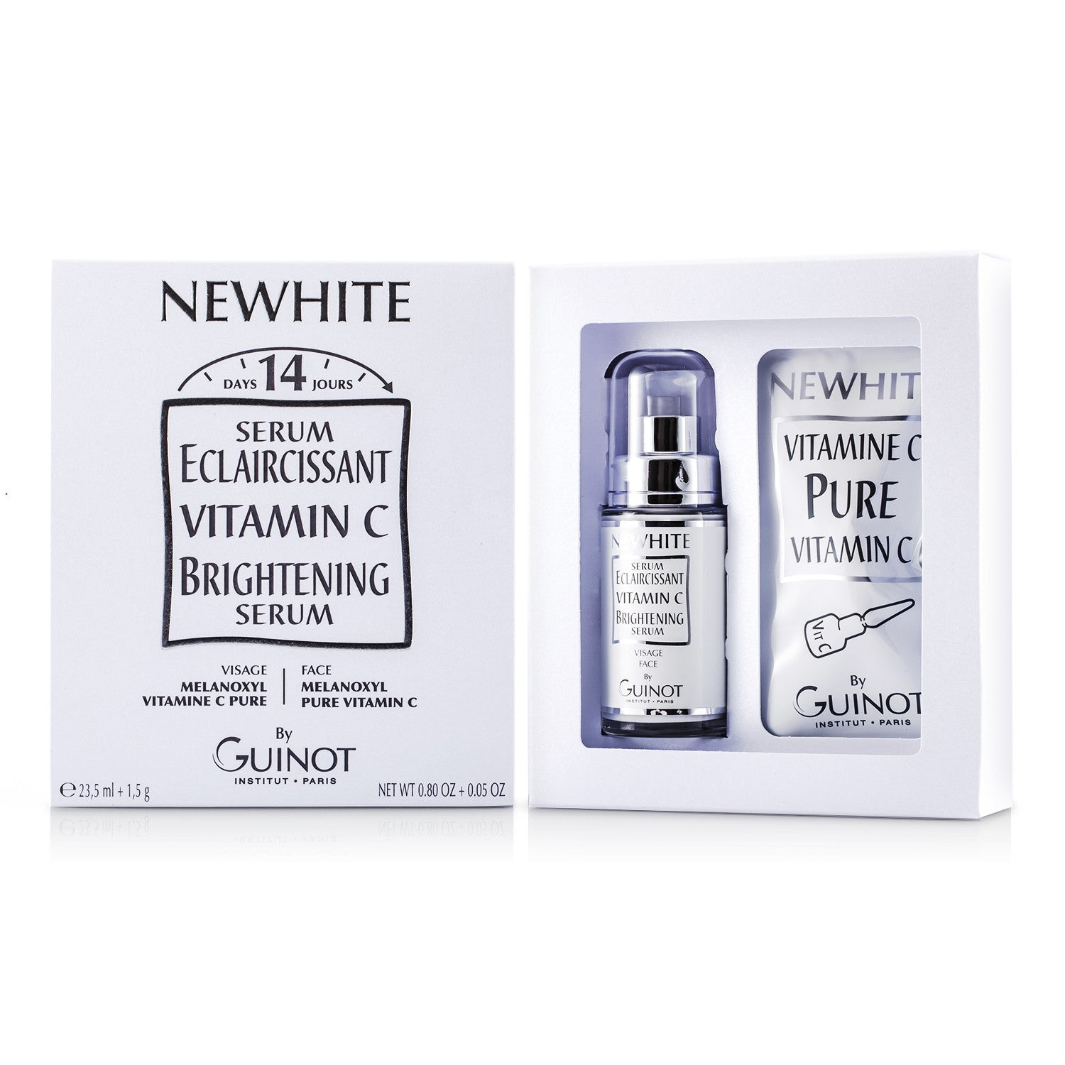 Guinot Newhite Vitamin C Brightening Serum (Brightening Serum 23.5ml/0.8oz + Pure Vitamin C 1.5g/0.05oz)  2pcs