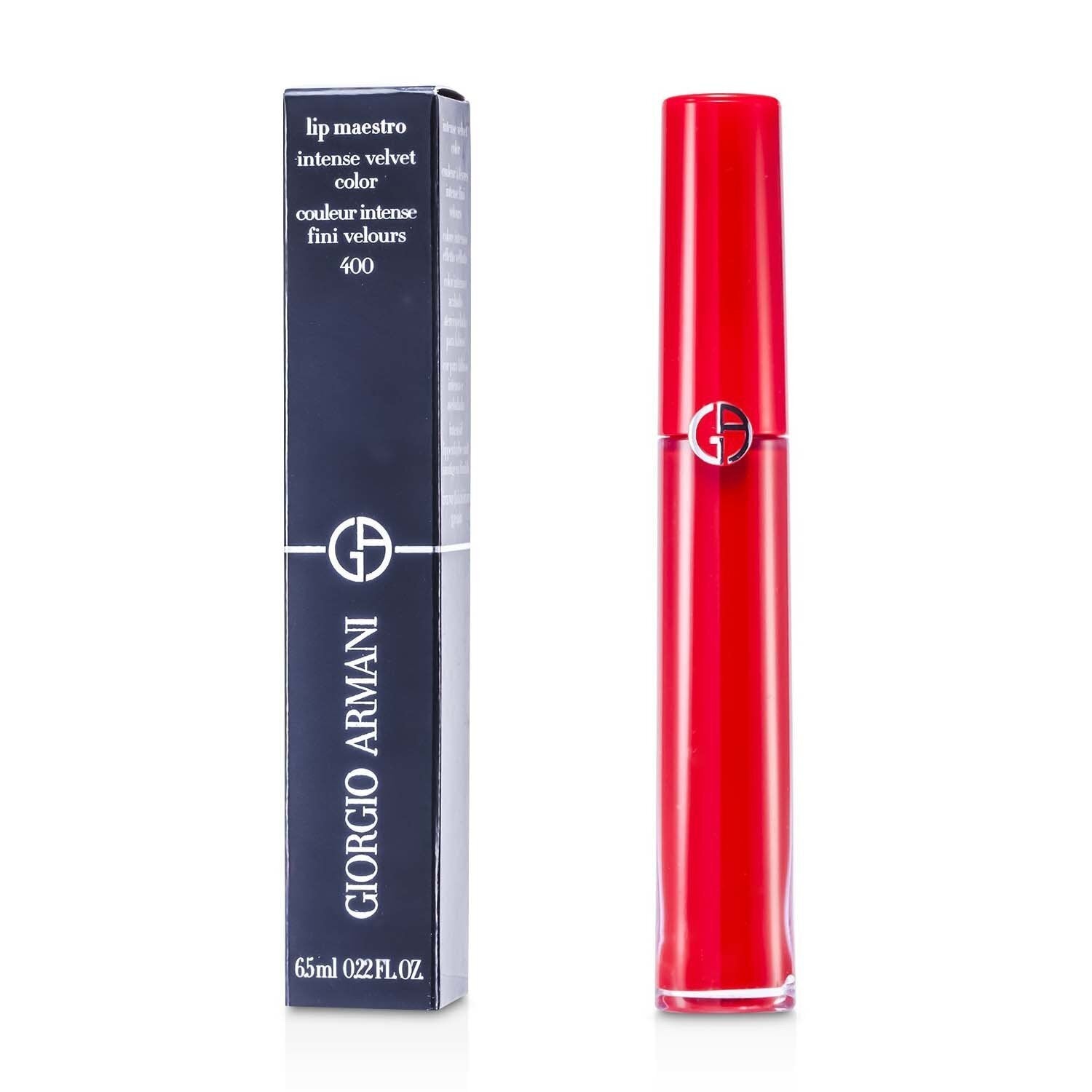 Giorgio Armani Lip Maestro Intense Velvet Color (Liquid Lipstick) - # 401 (Tibetan Orange) (Box Slightly Damaged)  6.5ml/0.22oz