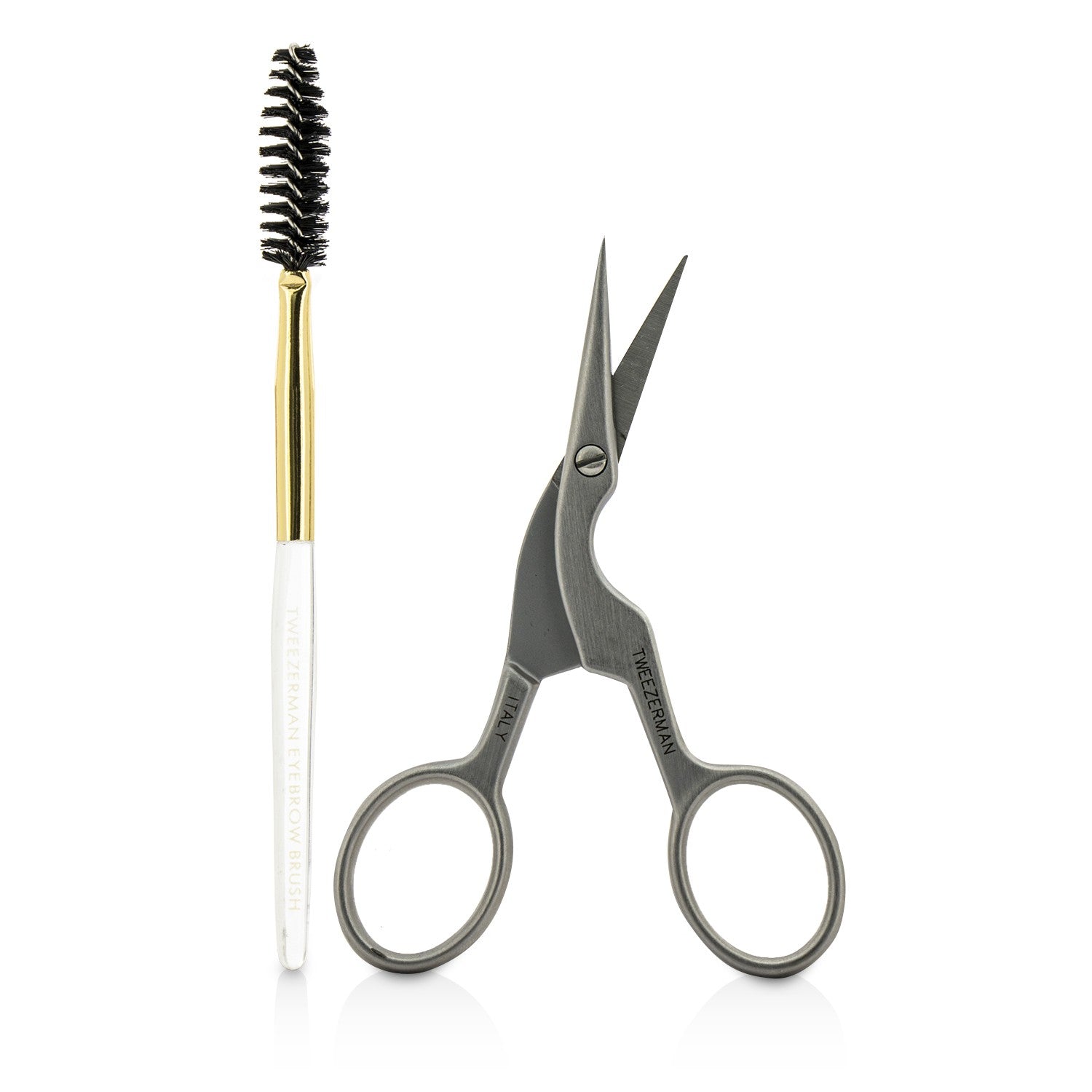 Tweezerman Stainless Steel Brow Shaping Scissors & Brush (Studio Collection)  2pcs