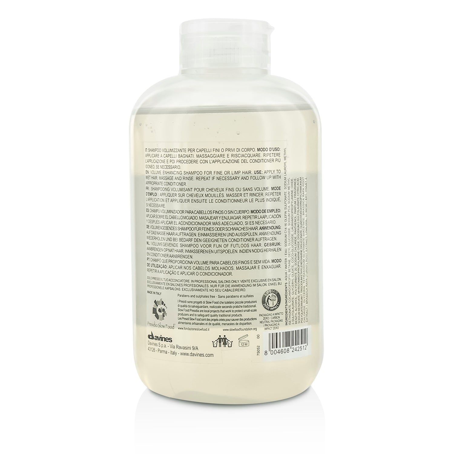 Davines Volu Volume Enhancing Shampoo (For Fine or Limp Hair)  250ml/8.45oz