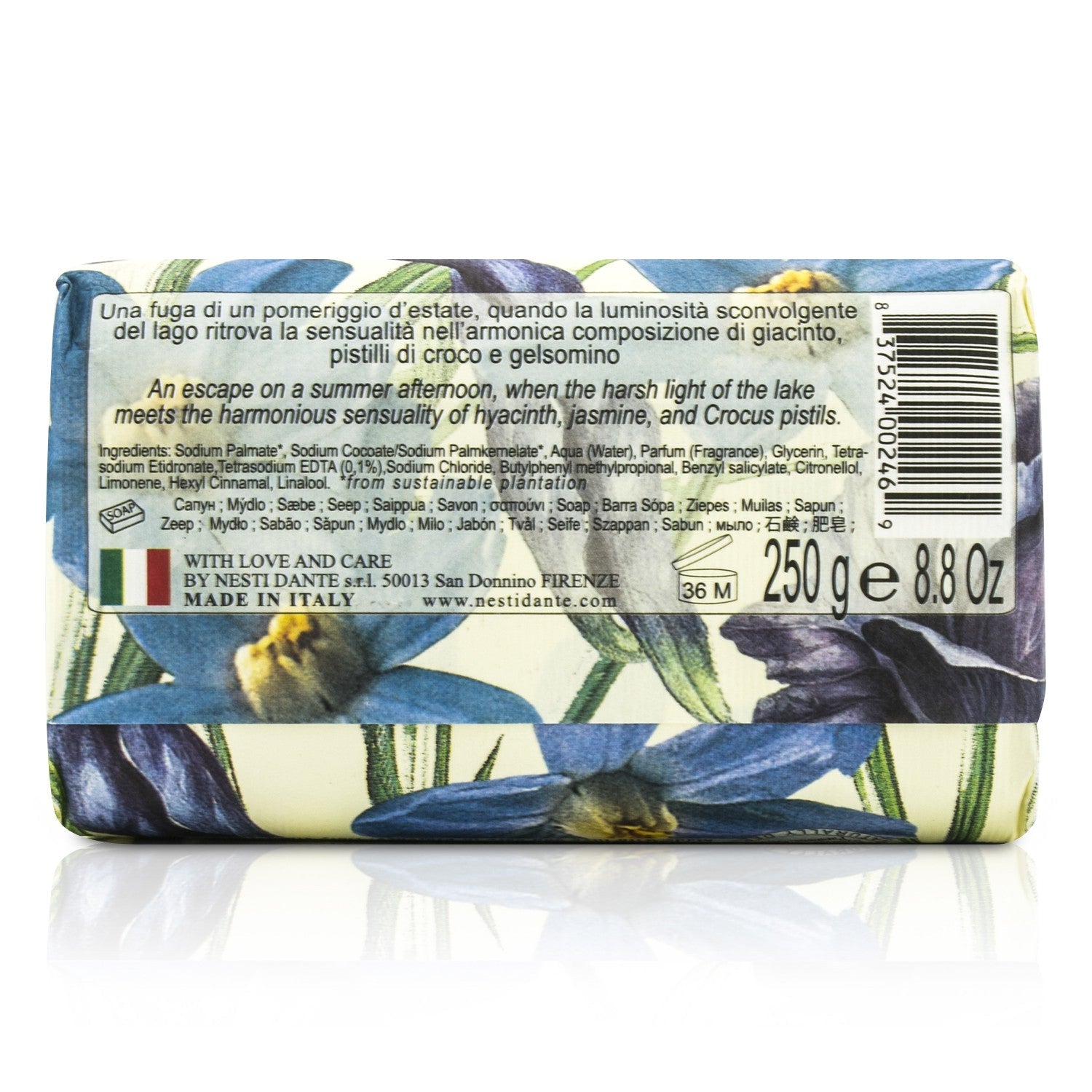 Nesti Dante Dolce Vivere Fine Natural Soap - Lago Di Como - Jasmine, Crocus Pistils & Blue Hyacinth  250g/8.8oz