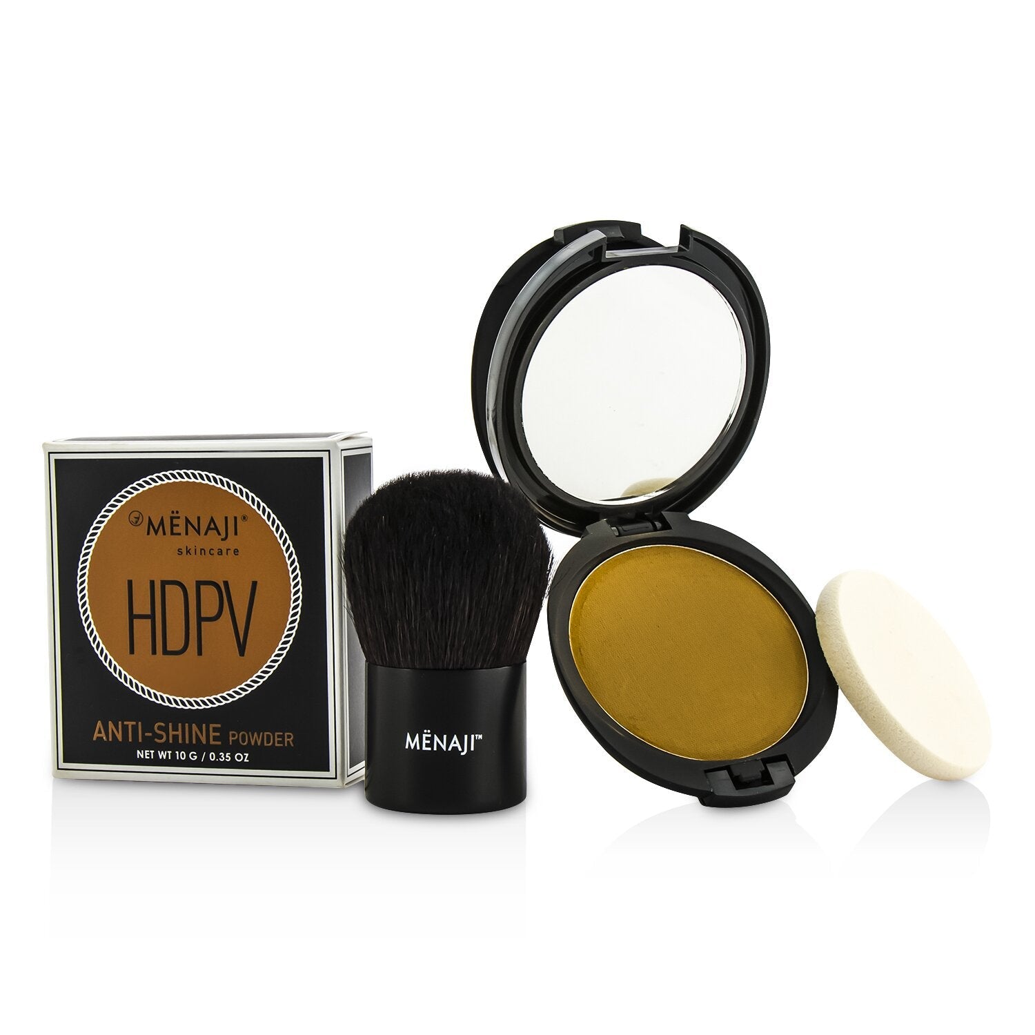 Menaji HDPV Anti-Shine Sunless Tan Kit: HDPV Anti-Shine Powder - T (Tan) 10g + Deluxe Kabuki Brush 1pc  2pcs