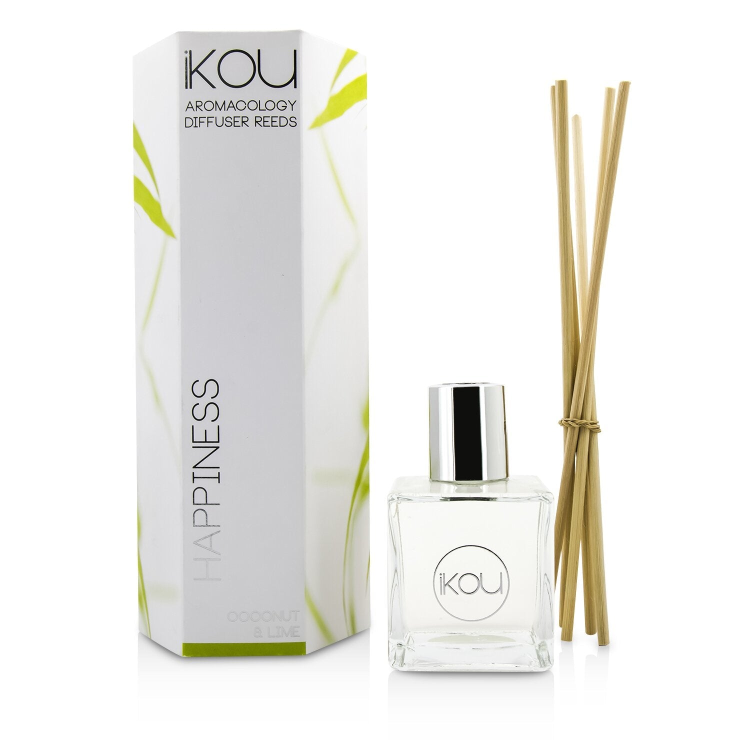 iKOU Aromacology Diffuser Reeds - Happiness (Coconut & Lime - 9 months supply)  175ml