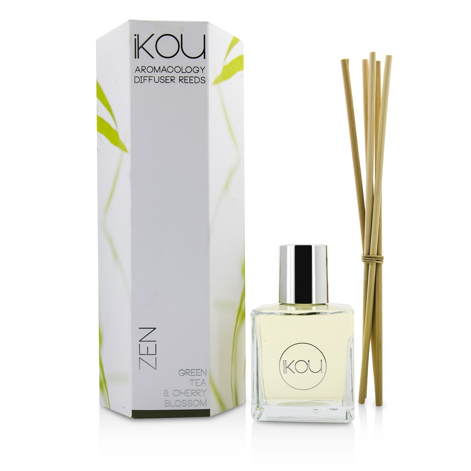 iKOU Aromacology Diffuser Reeds - Zen (Green Tea & Cherry Blossom - 9 months supply)  175ml