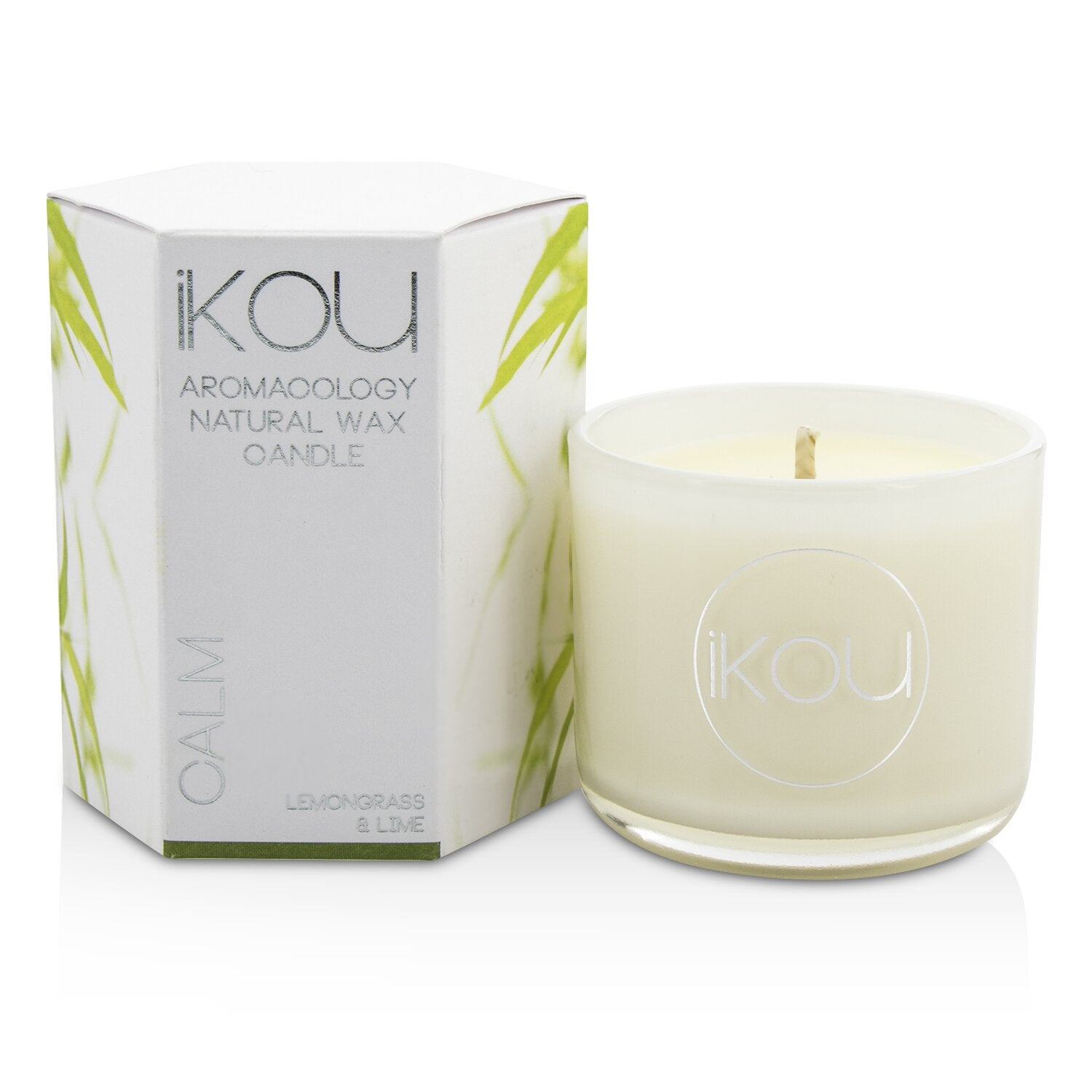 iKOU Eco-Luxury Aromacology Natural Wax Candle Glass - Calm (Lemongrass & Lime)  85g