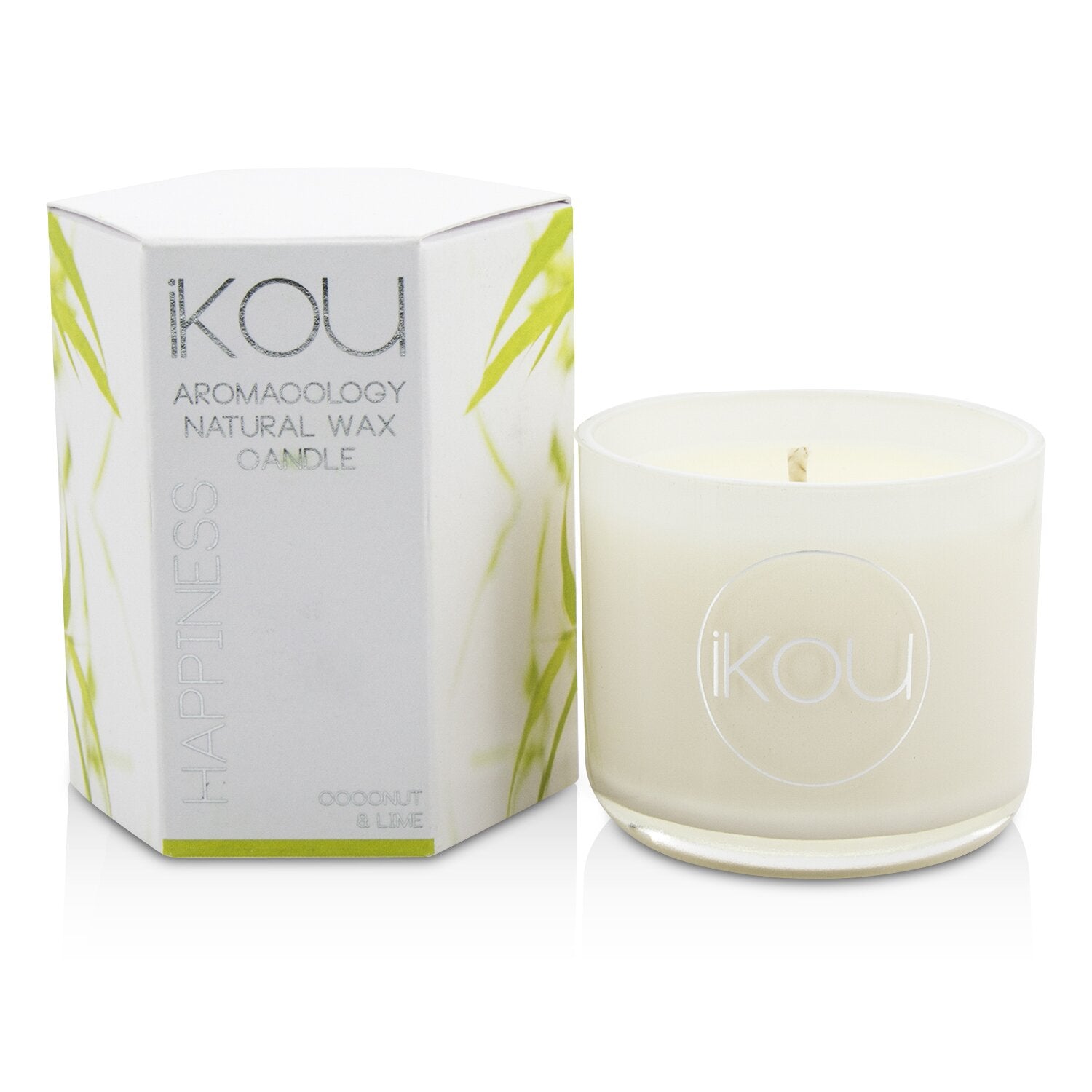 iKOU Eco-Luxury Aromacology Natural Wax Candle Glass - Happiness (Coconut & Lime)  85g