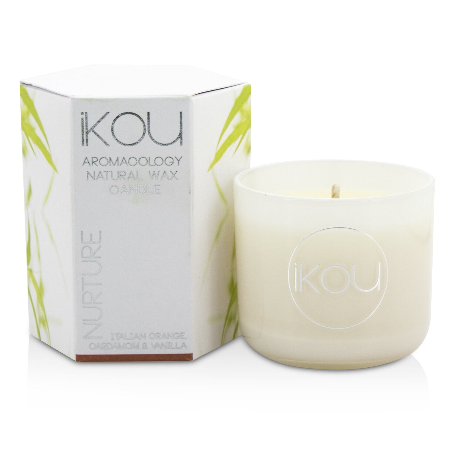 iKOU Eco-Luxury Aromacology Natural Wax Candle Glass - Nurture (Italian Orange Cardamom & Vanilla)  85g