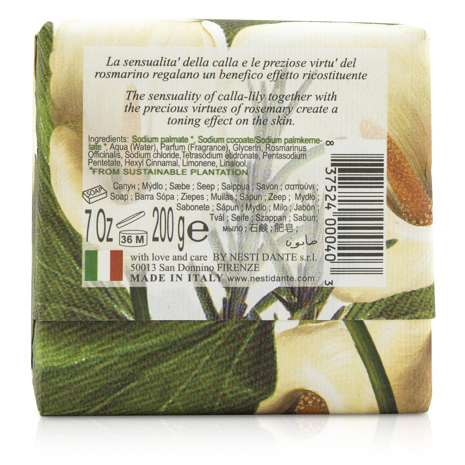 Nesti Dante Gli Officinali Soap - Calla-Lily & Rosemary - Velveting & Tonic  200g/7oz