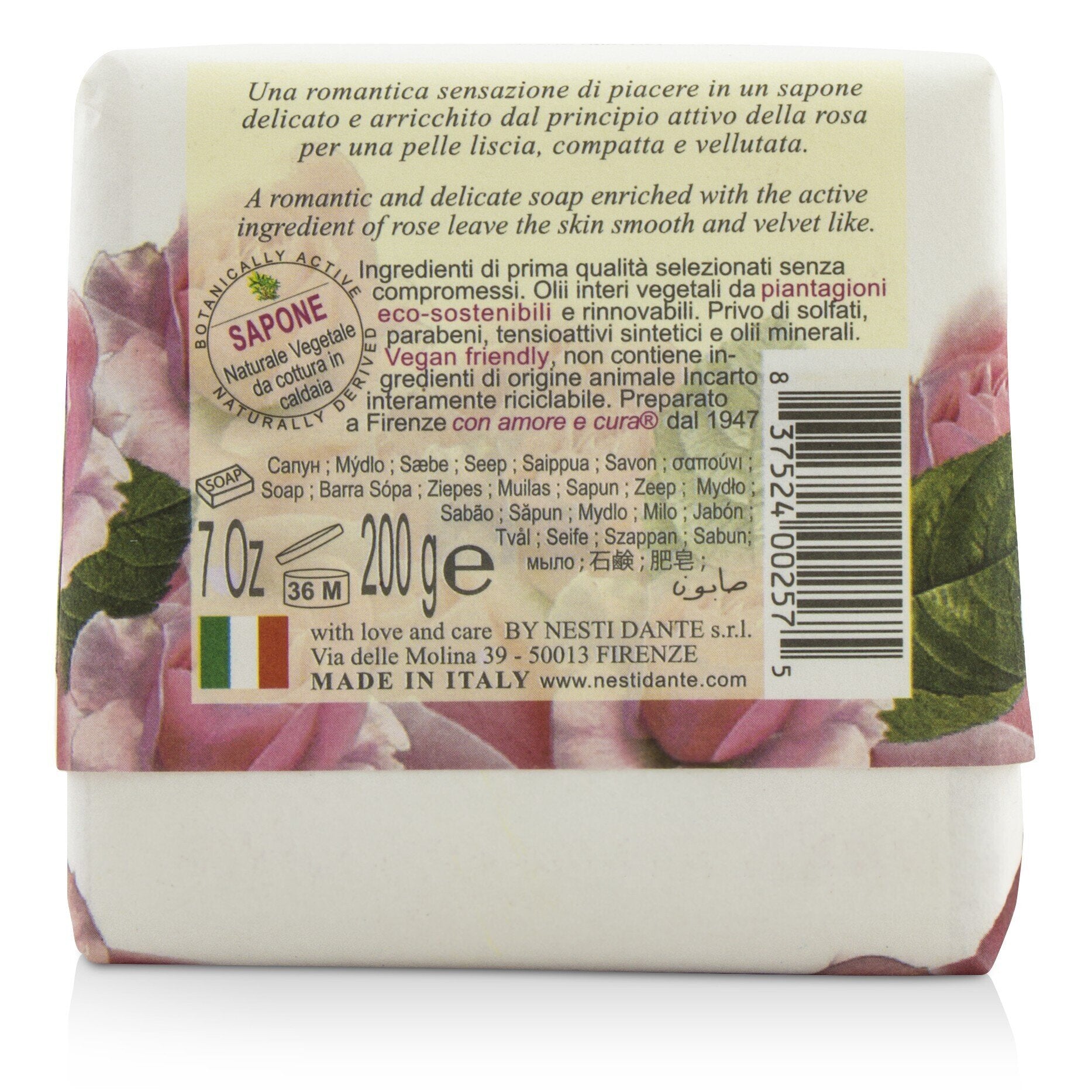 Nesti Dante Marsiglia Toscano Triple Milled Vegetal Soap - Rosa Centifolia  200g/7oz