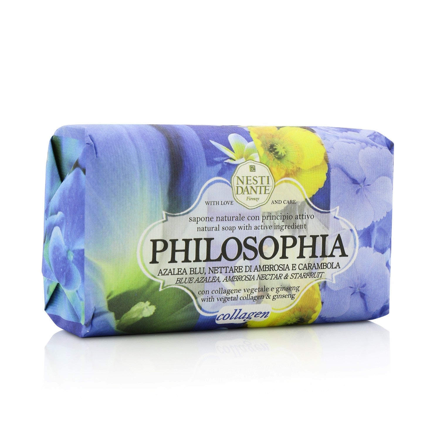 Nesti Dante Philosophia Natural Soap - Collagen - Blue Azalea, Ambrosia Nectar & Starfruit With Vegetal Collagen & Ginseng  250g/8.8oz