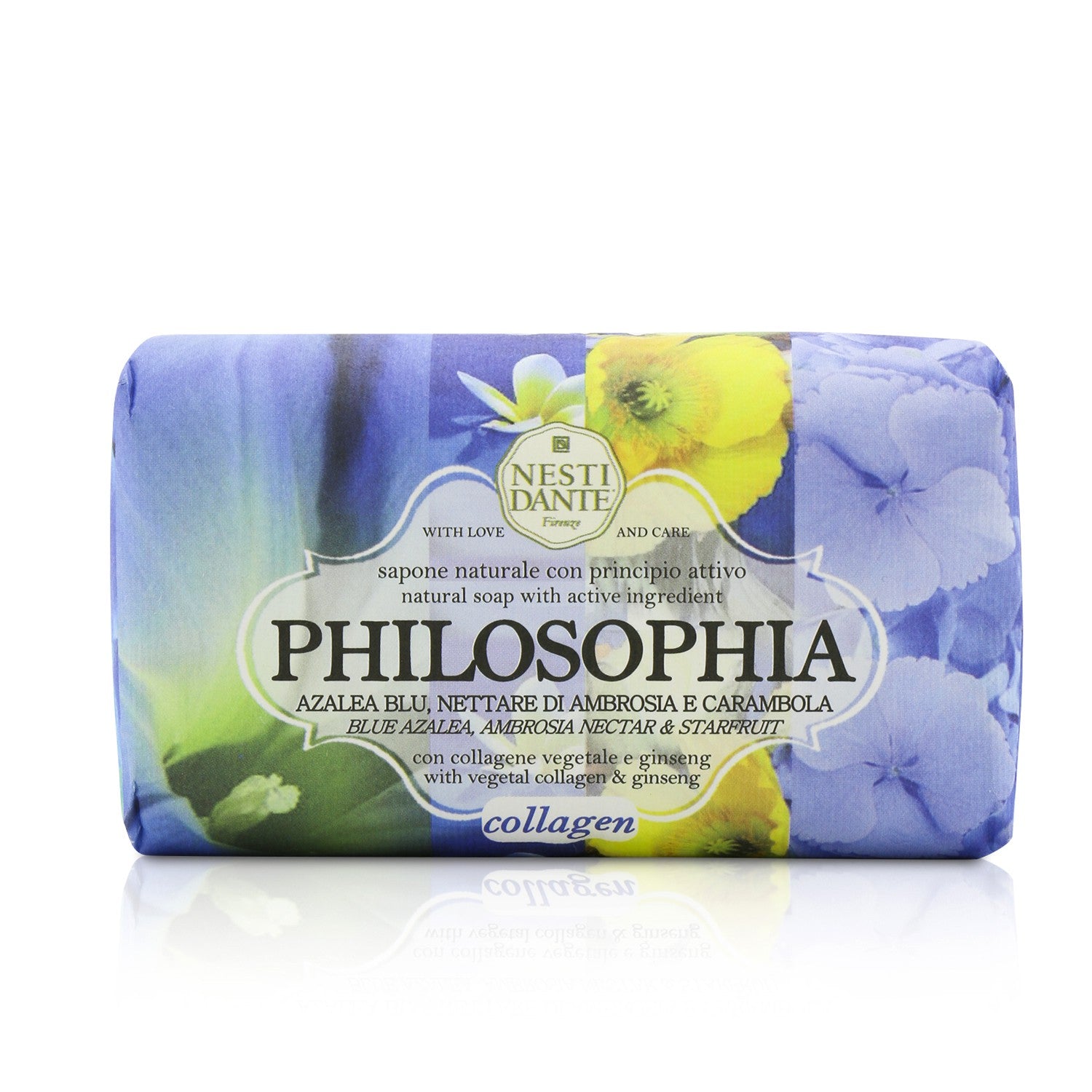 Nesti Dante Philosophia Natural Soap - Collagen - Blue Azalea, Ambrosia Nectar & Starfruit With Vegetal Collagen & Ginseng  250g/8.8oz