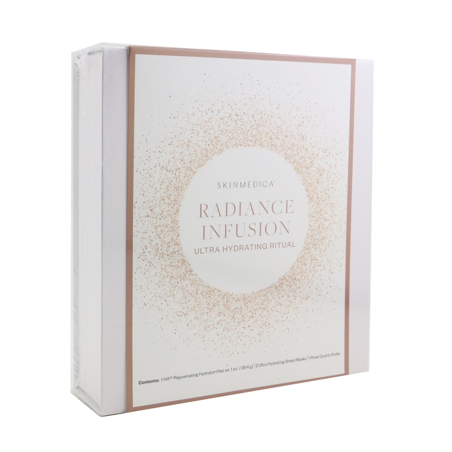 Skin Medica Radiance Infusion Ultra Hydrating Ritual Set: HA Rejuvenating Hydrator 28.4g + Ultra Hydrating Sheet Mask 2pcs + Rose Quartz Roller  4pcs