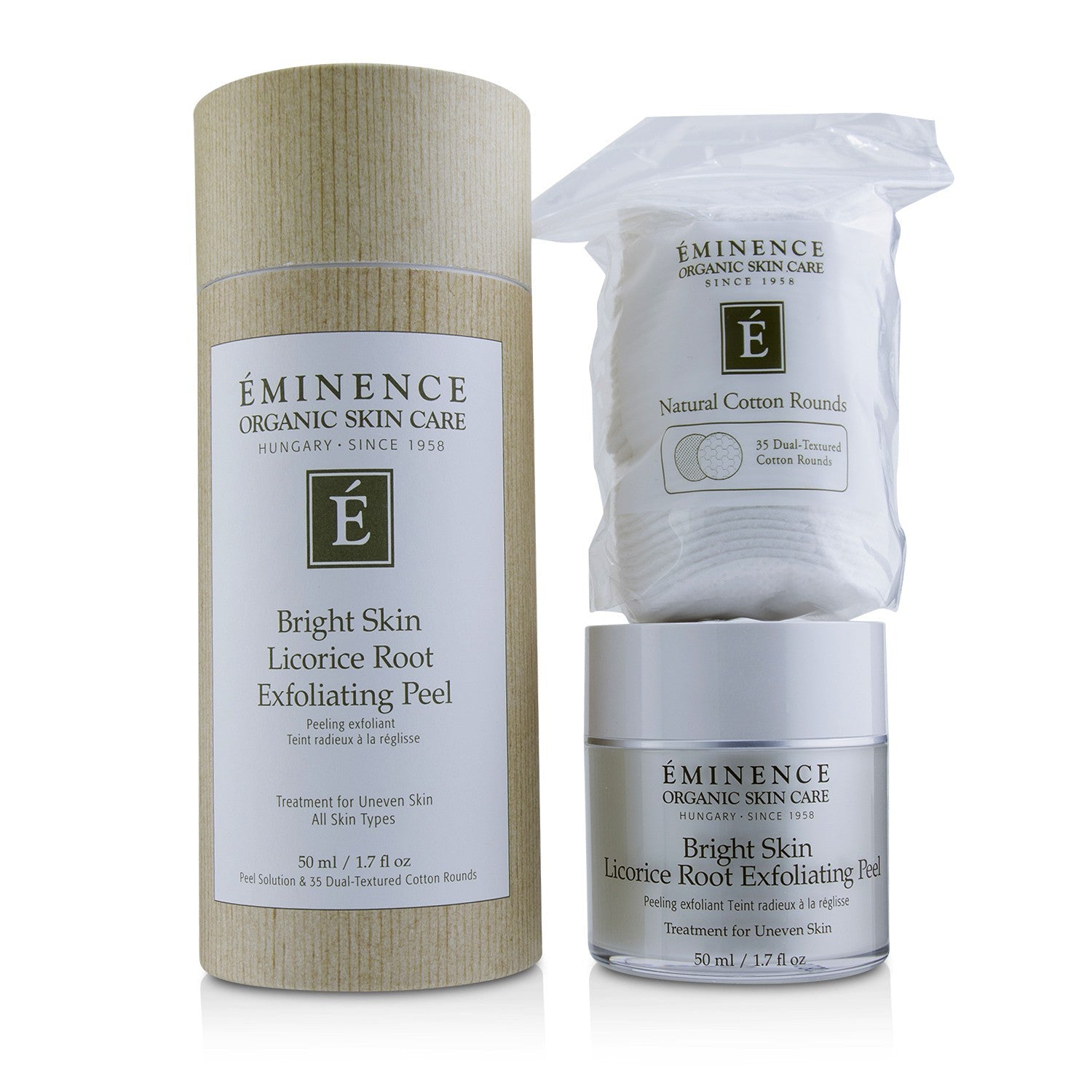 Eminence Bright Skin Licorice Root Exfoliating Peel (with 35 Dual-Textured Cotton Rounds)  50ml/1.7oz