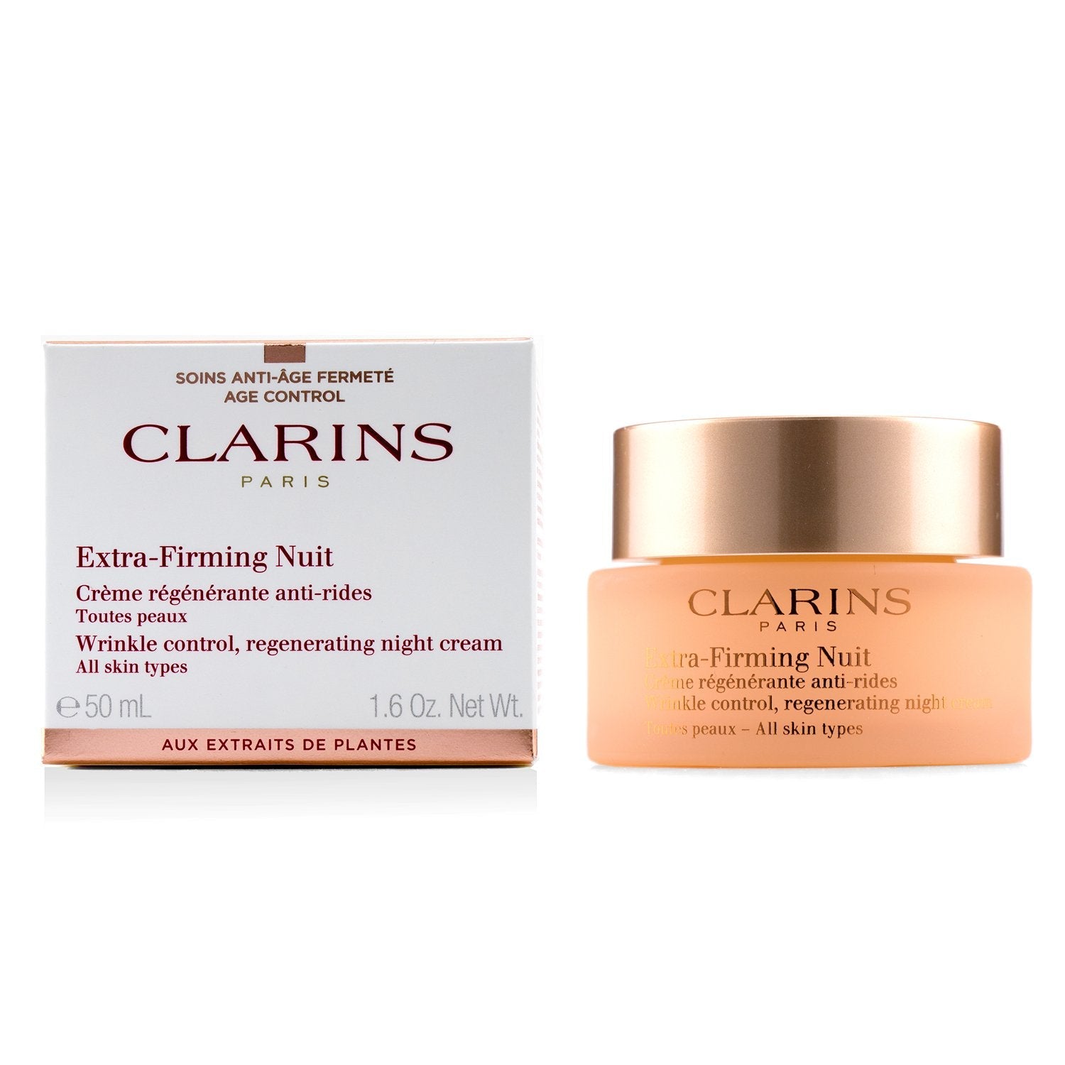 Clarins Extra-Firming Nuit Wrinkle Control, Regenerating Night Cream - All Skin Types  50ml/1.6oz