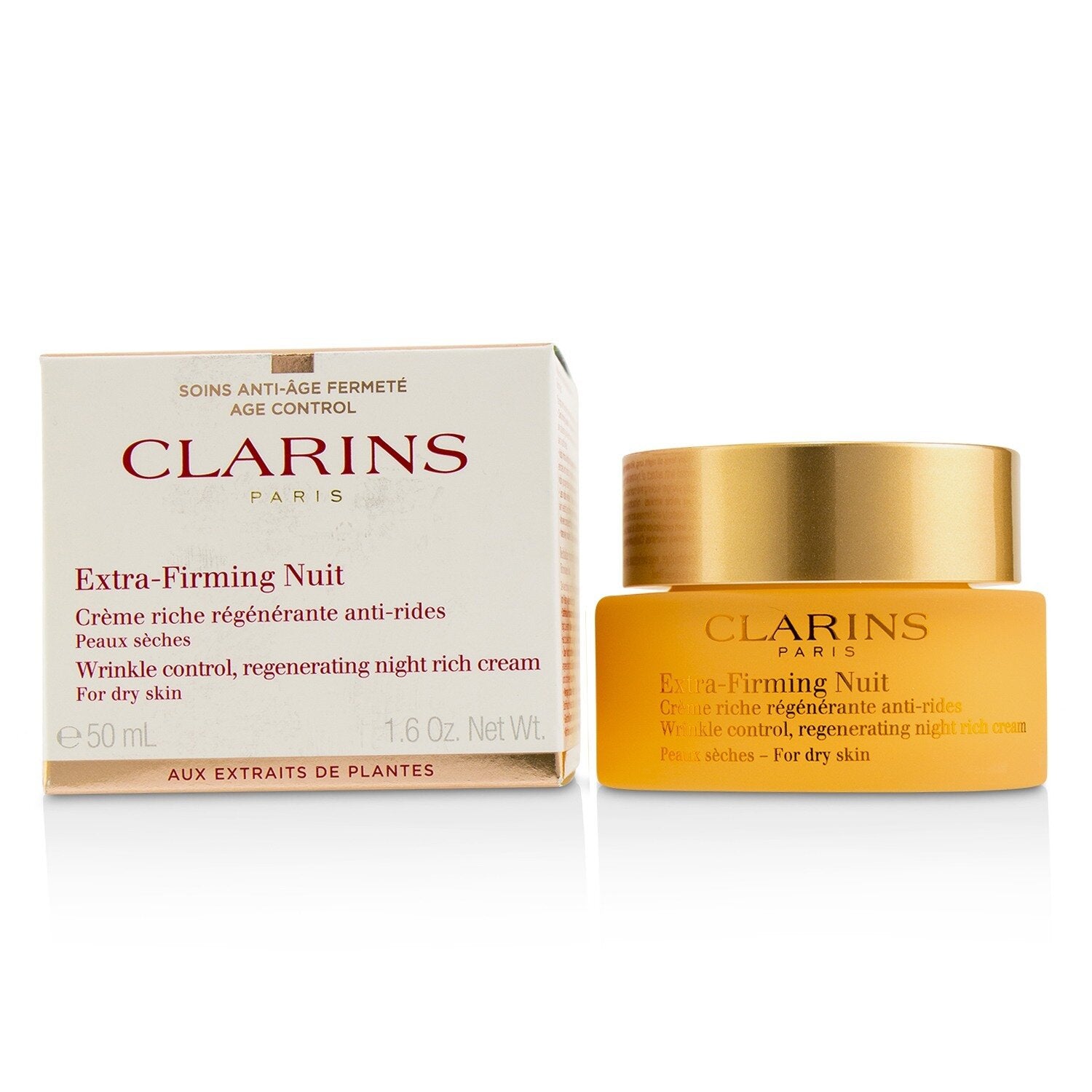 Clarins Extra-Firming Nuit Wrinkle Control, Regenerating Night Rich Cream - For Dry Skin  50ml/1.6oz