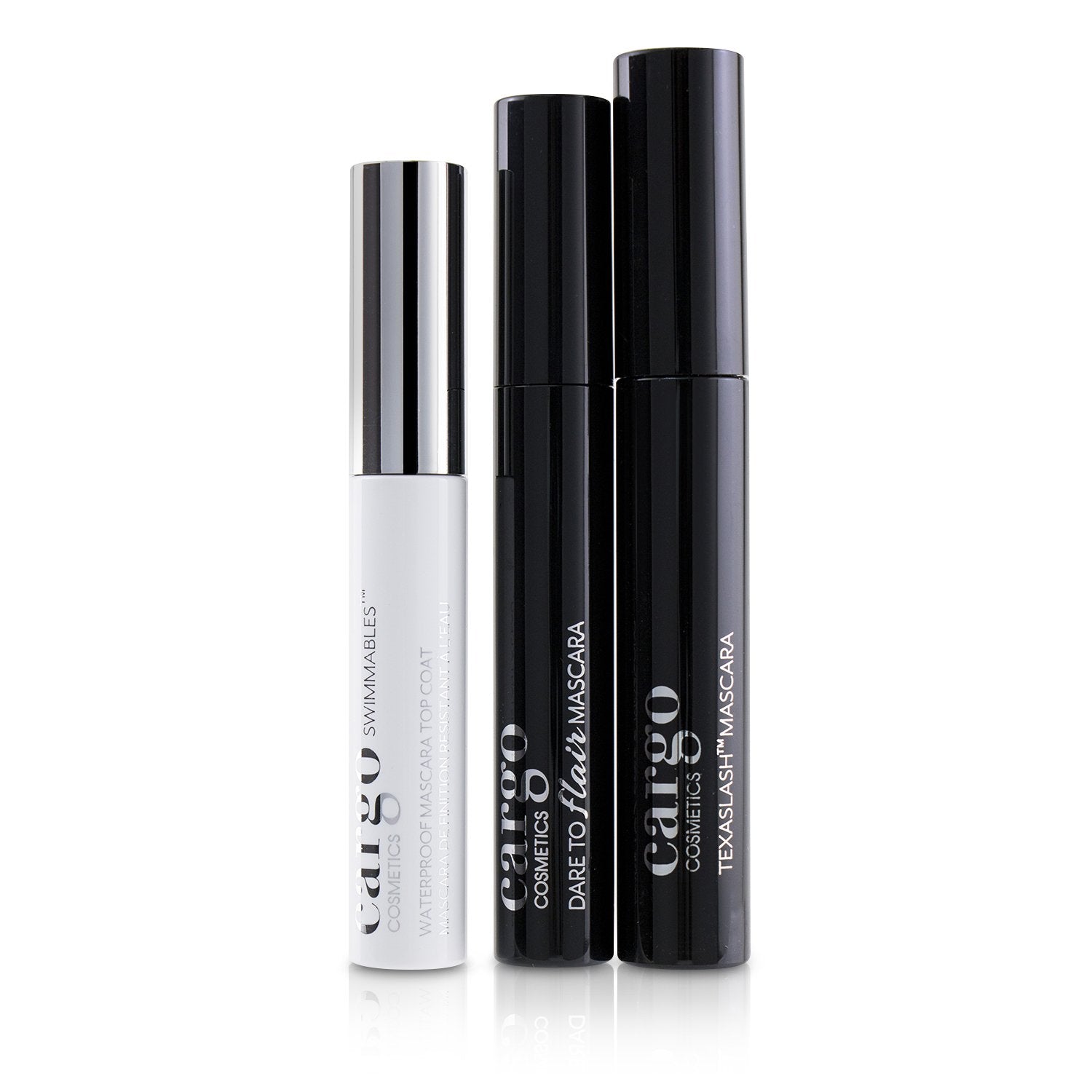 Cargo Mascara Kit: 1x Dare To Flair Mascara, 1x Texalash Mascara, 1x Swimmables Waterproof Mascara Topcoat  3pcs