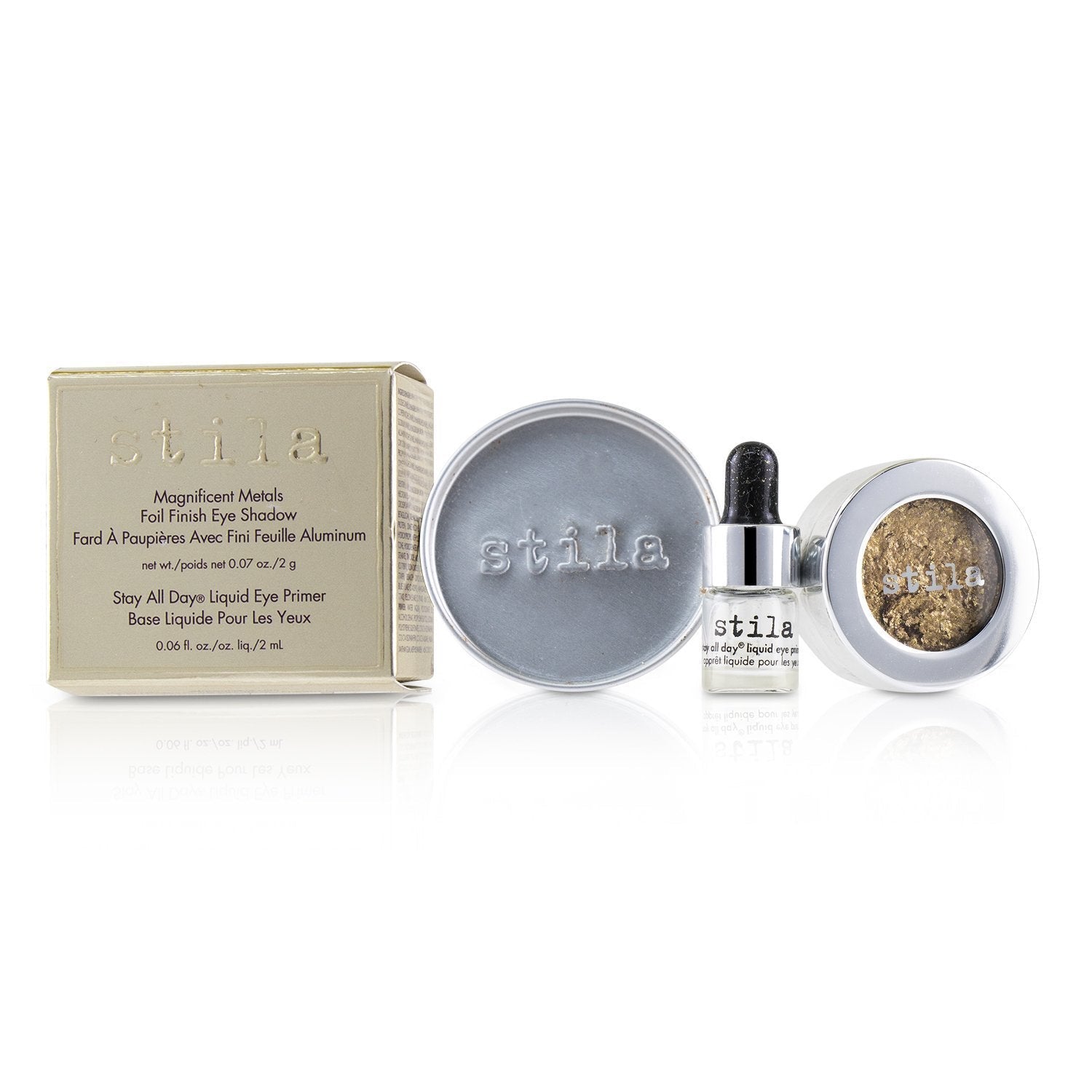 Stila Magnificent Metals Foil Finish Eye Shadow With Mini Stay All Day Liquid Eye Primer - Titanium  2pcs