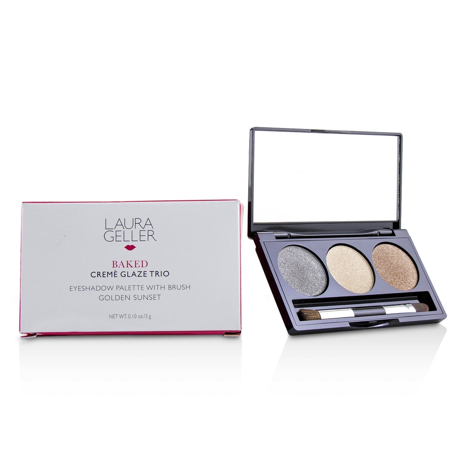 Laura Geller Baked Cream Glaze Trio Eyshadow Palette With Brush - # Sandy Lagoon  3g/0.1oz