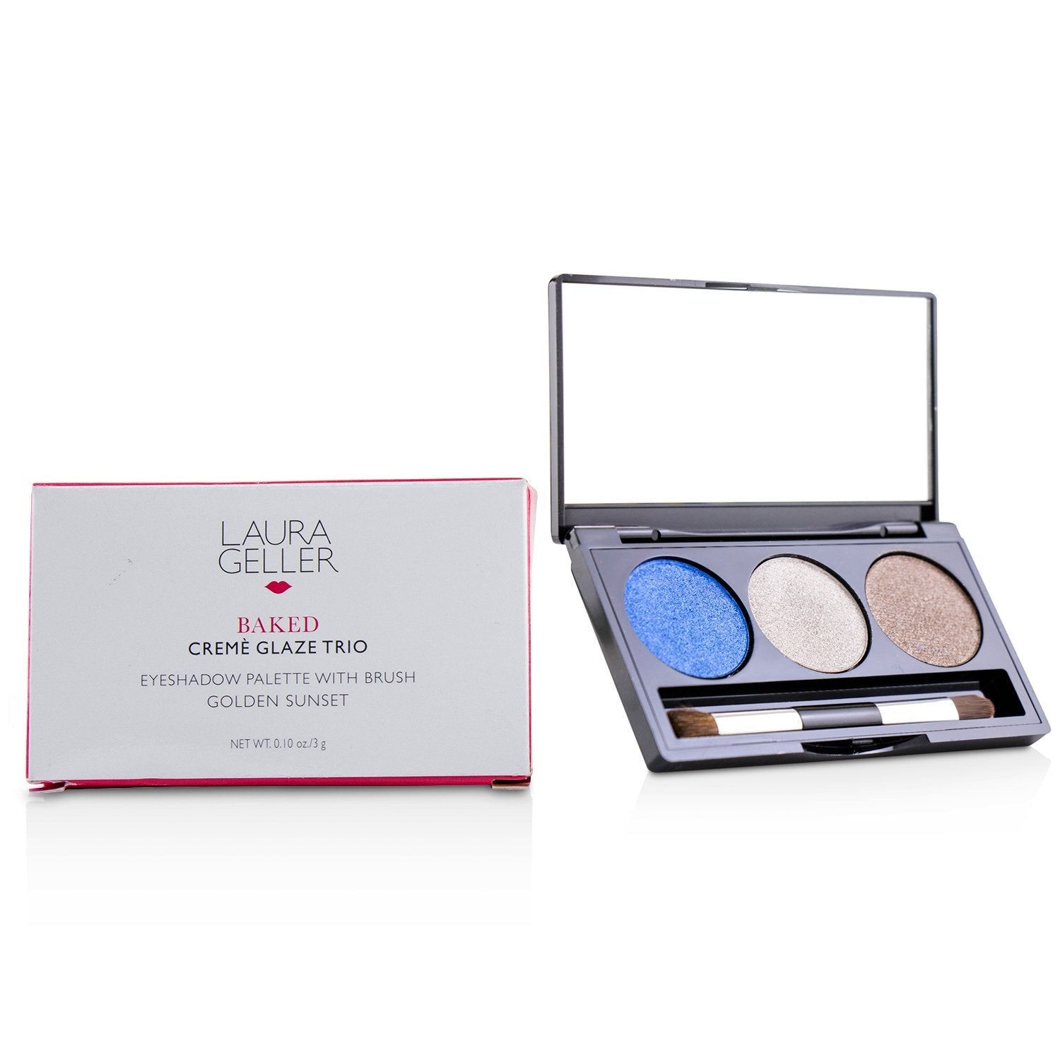 Laura Geller Baked Cream Glaze Trio Eyshadow Palette With Brush - # Sandy Lagoon  3g/0.1oz