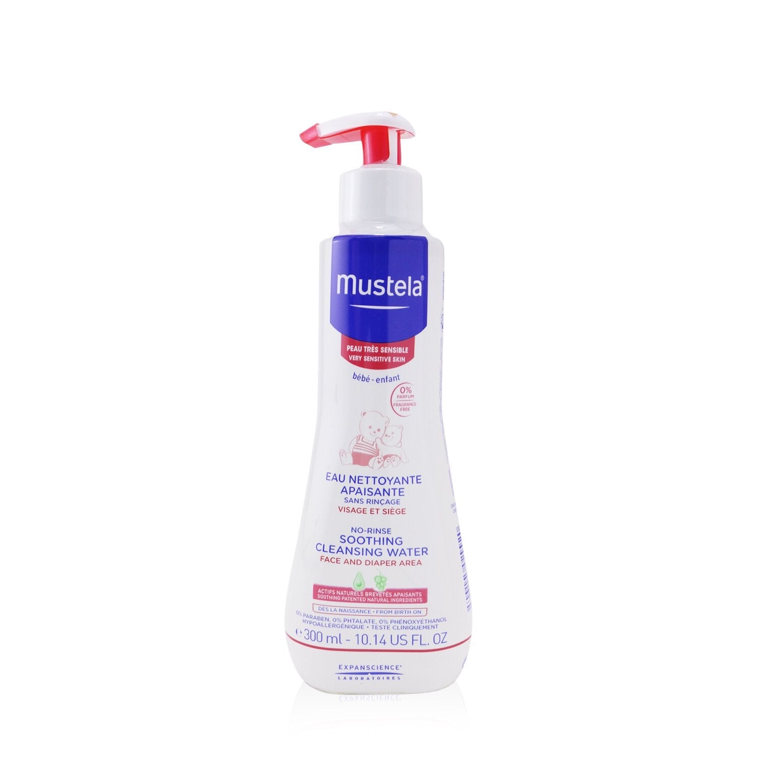 Mustela No Rinse Soothing Cleansing Water (Face & Diaper Area) - For Very Sensitive Skin  300ml/10.14oz