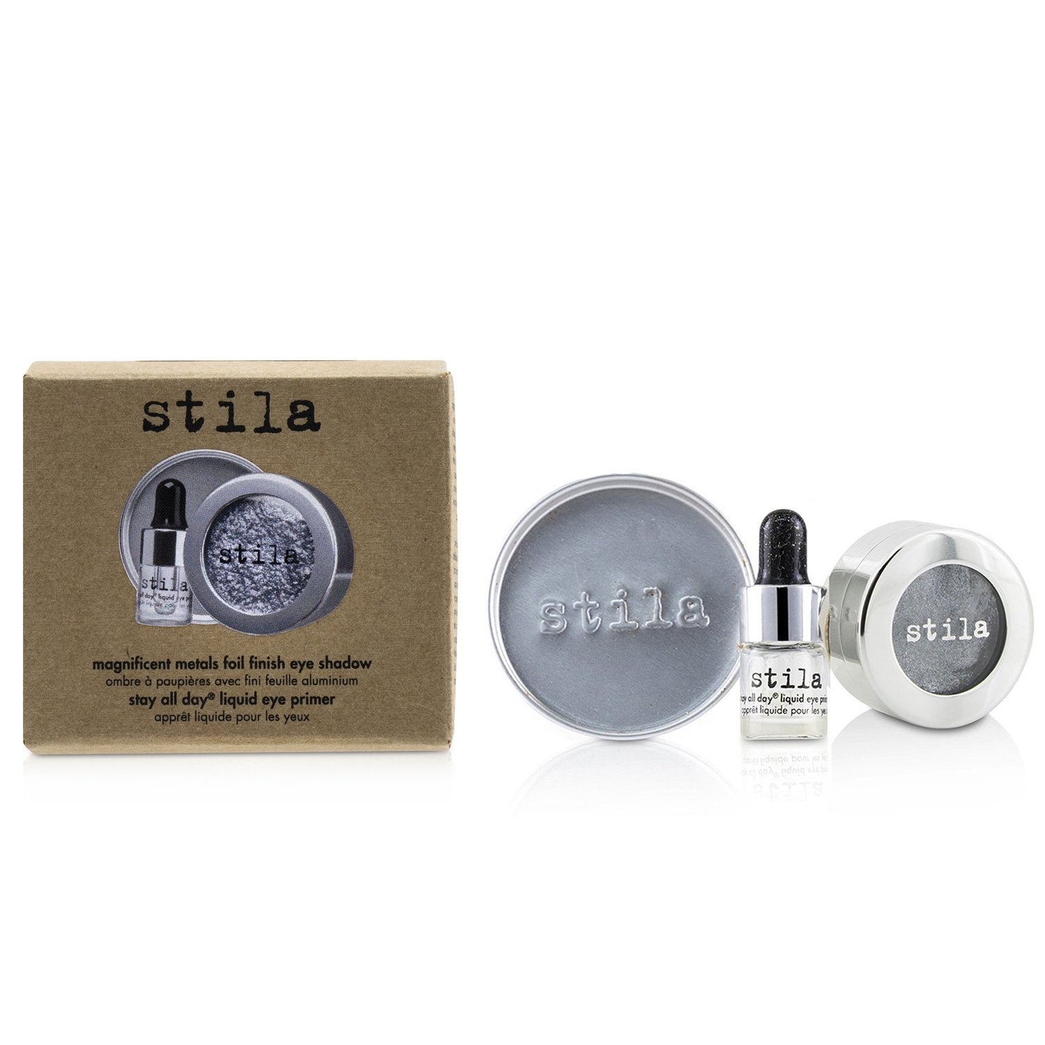 Stila Magnificent Metals Foil Finish Eye Shadow With Mini Stay All Day Liquid Eye Primer - Titanium  2pcs