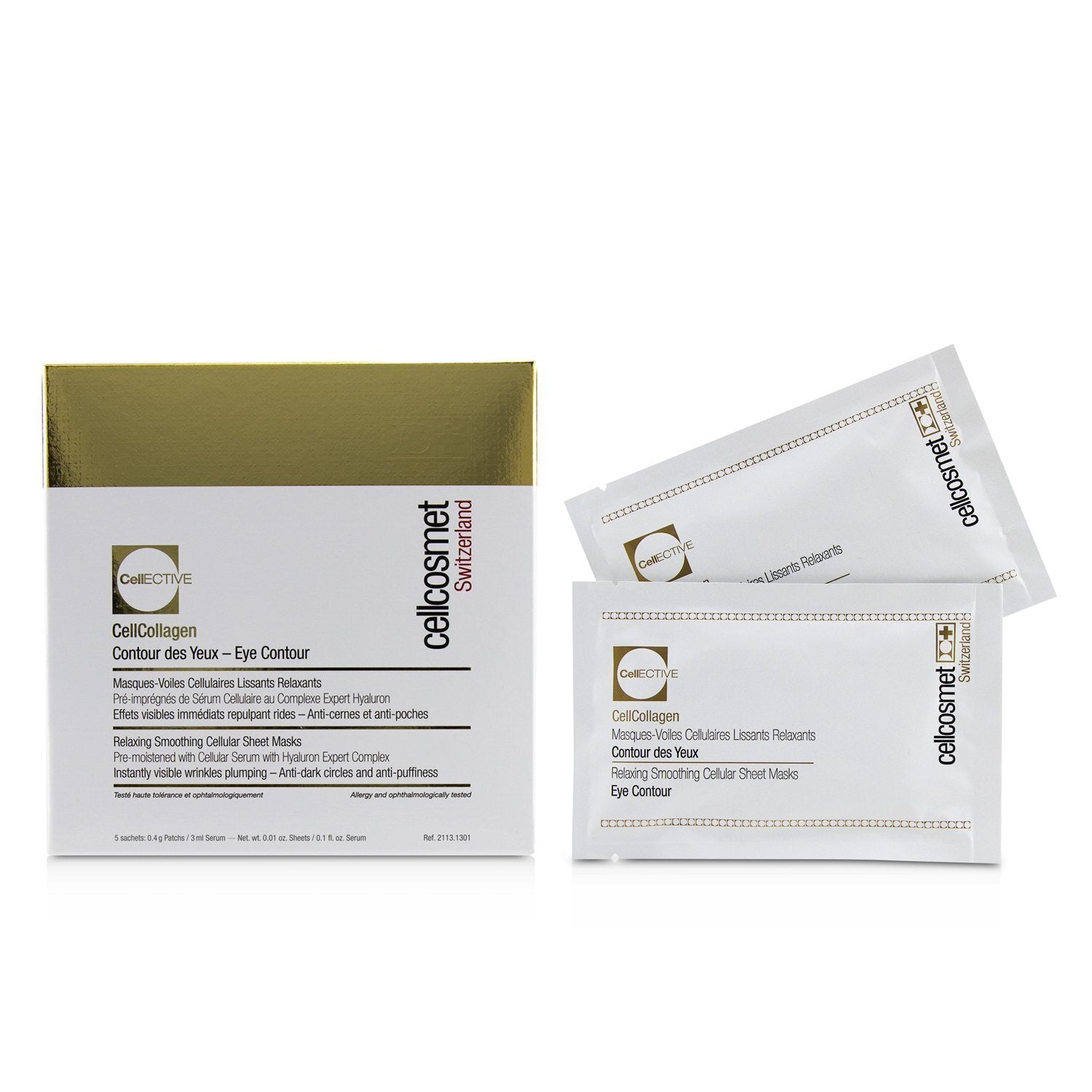 Cellcosmet & Cellmen Cellcosmet CellEctive CellCollagen Eye Contour Relaxing Smoothing Cellular Sheet Masks  5x2patchs