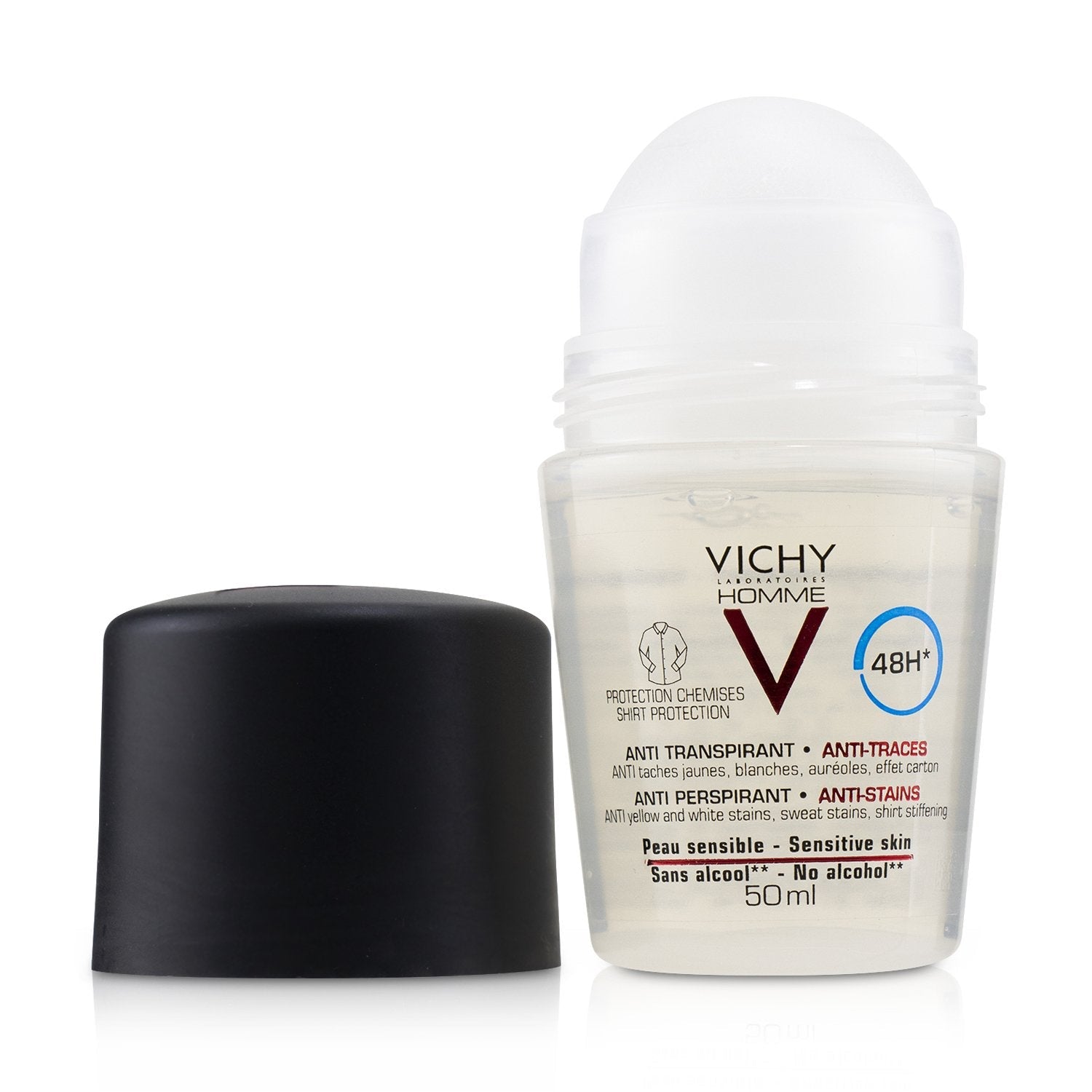 Vichy Homme 48H* Anti Perspirant & Anti-Stains (Shirt Protection) Roll-On (For Sensitive Skin)  50ml/1.69oz