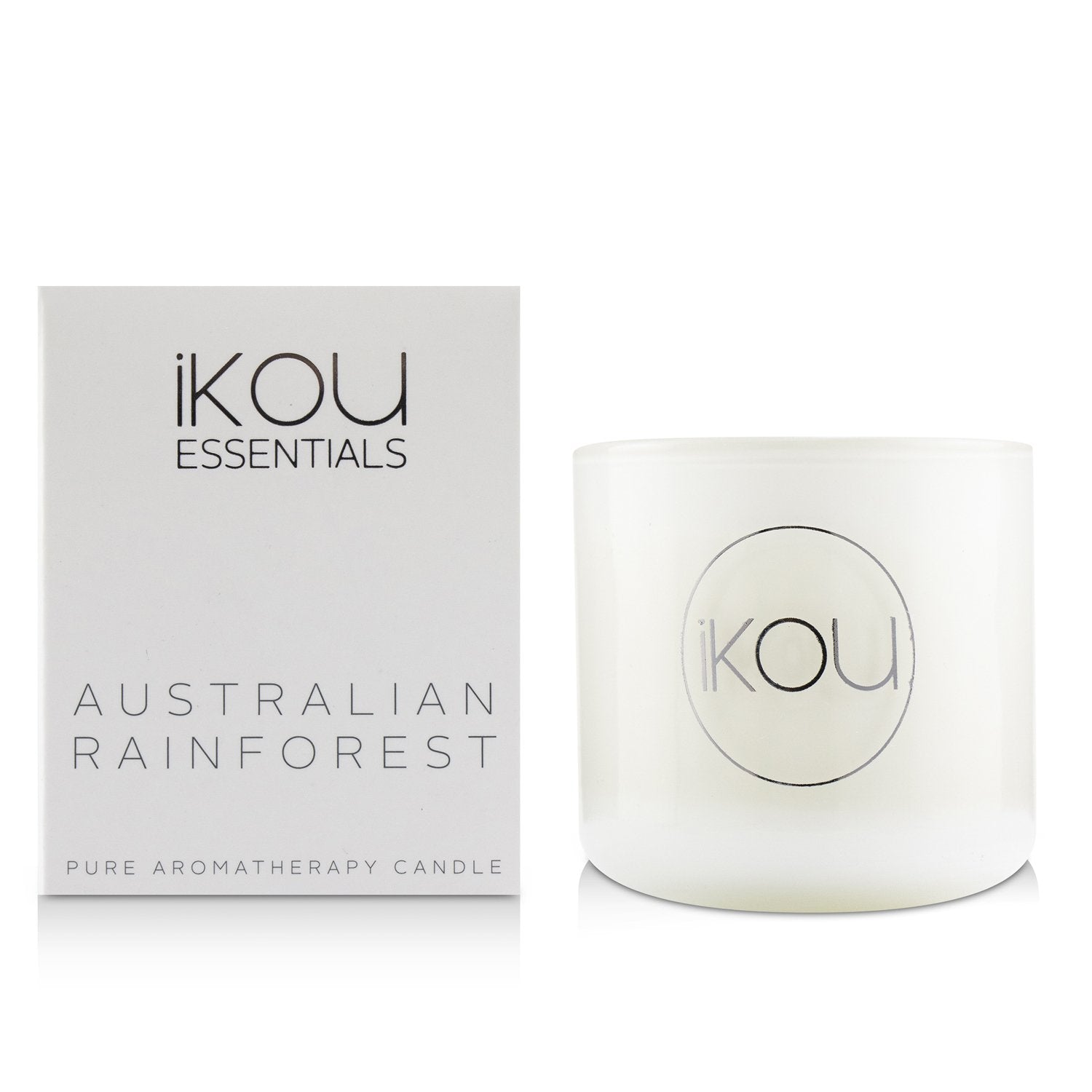 iKOU Essentials Aromatherapy Natural Wax Candle Glass - Australian Rainforest (Lemon Myrtle & Eucalyptus)  85g