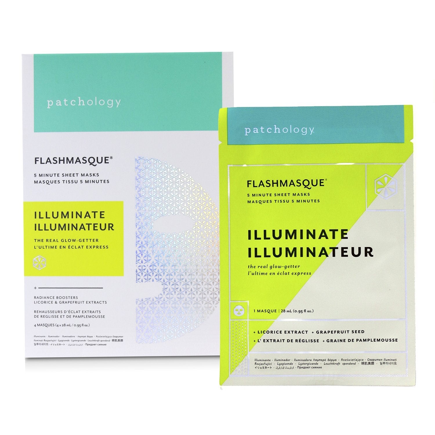 Patchology FlashMasque 5 Minute Sheet Mask - Illuminate  4x28ml/0.95oz