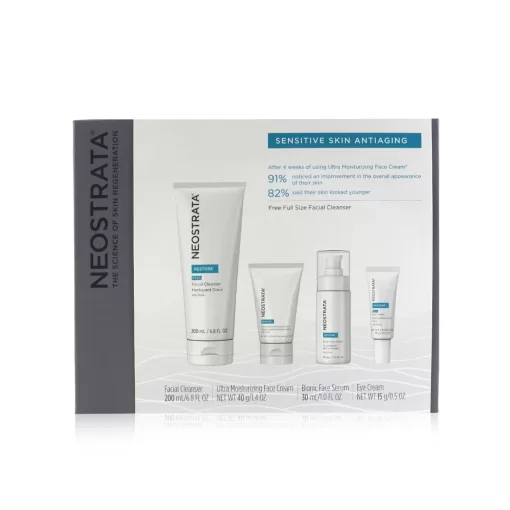 Neostrata Sensitive Skin Antiaging Kit: Restore Cleanser, Restore Face Cream, Restore Face Serum, Restore Eye Cream  4pcs