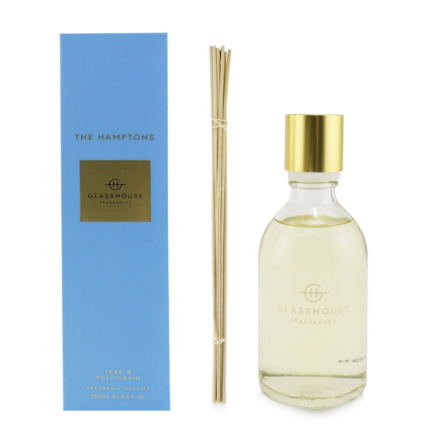 Glasshouse Diffuser - The Hamptons (Teak & Petitgrain)  250ml/8.4oz