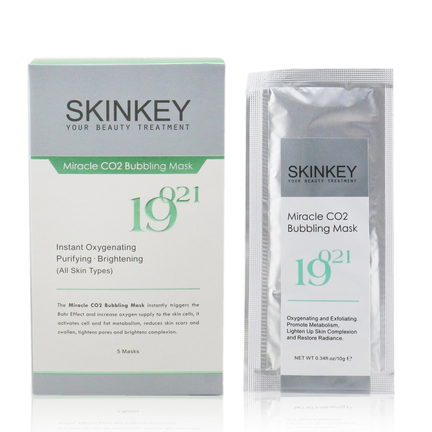 SKINKEY Moisturizing Series Miracle CO2 Bubbling Mask (All Skin Types) - Instant Oxygenating Purifying & Brightening  5pcs