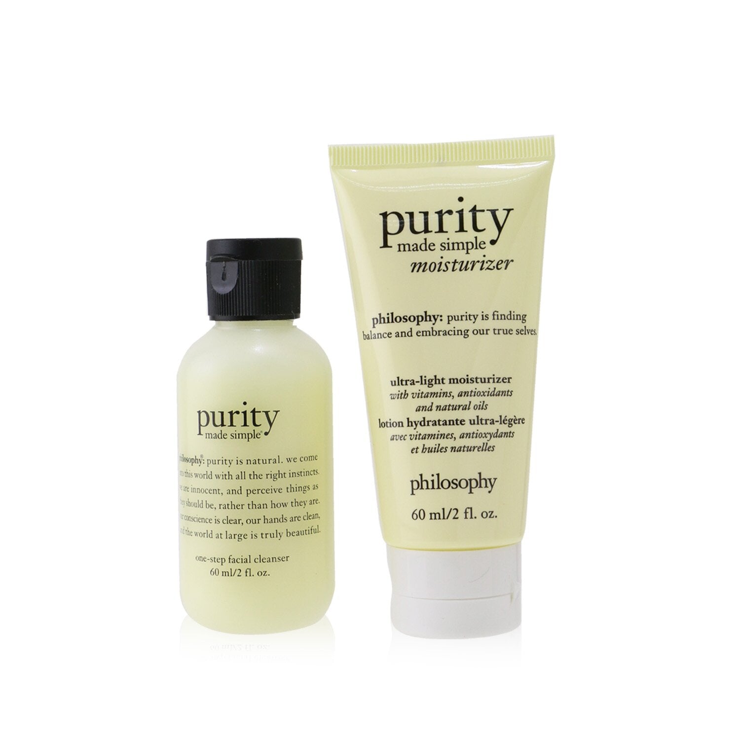 Philosophy 2-Pieces Get Set: One-Step Facial Cleanser 60ml + Ultra-Light Mosturizer 60ml  2pcs+1pouch