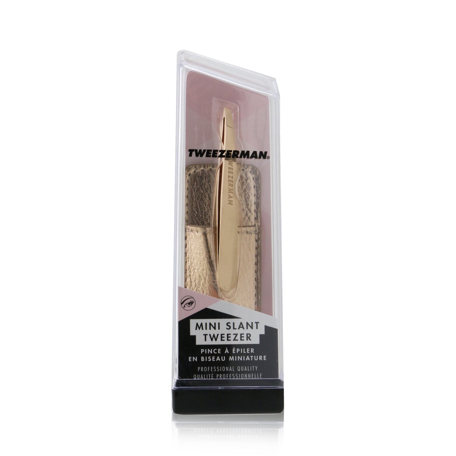 Tweezerman Mini Slant Tweezer With Case - Rose Gold