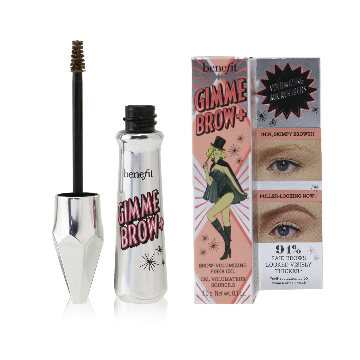 Benefit Gimme Brow+ Volumizing Fiber Gel - #3.5 (Warm Auburn Brown) (Box Slightly Damaged)  3g/0.1oz