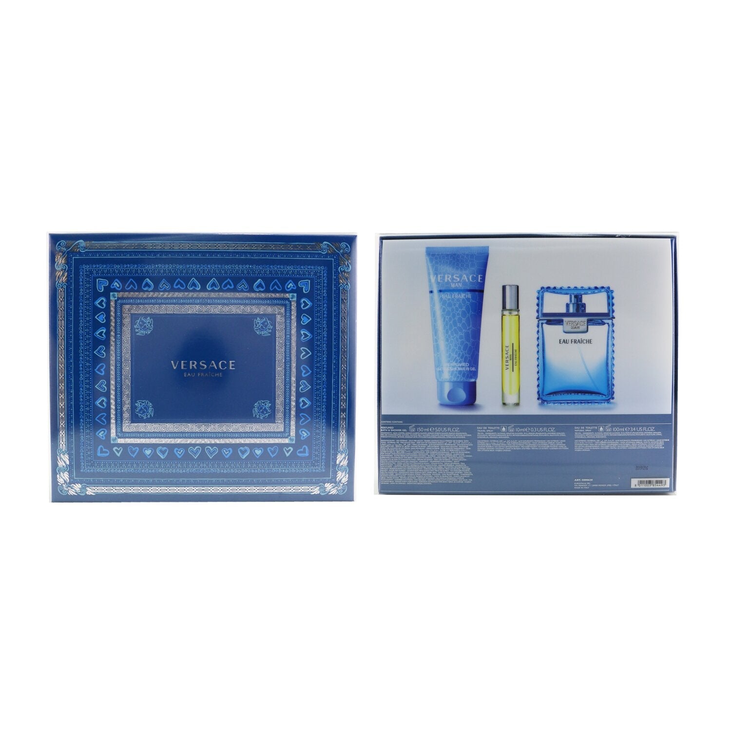 Versace Eau Fraiche Coffret: Eau De Toilette Spray 100ml/3.4oz + Bath&Shower Gel 150ml/5oz + Eau De Toilette Spray 10ml/0.3oz  3pcs