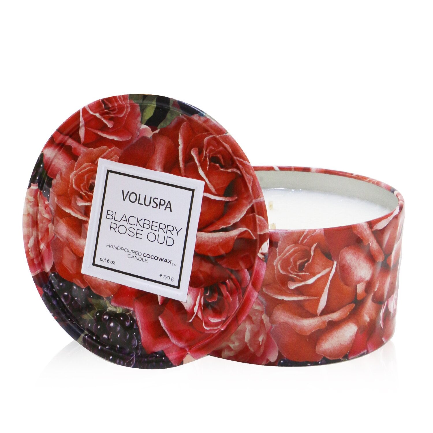 Voluspa 2 Wick Tin Candle - Blackberry Rose Oud  170g/6oz