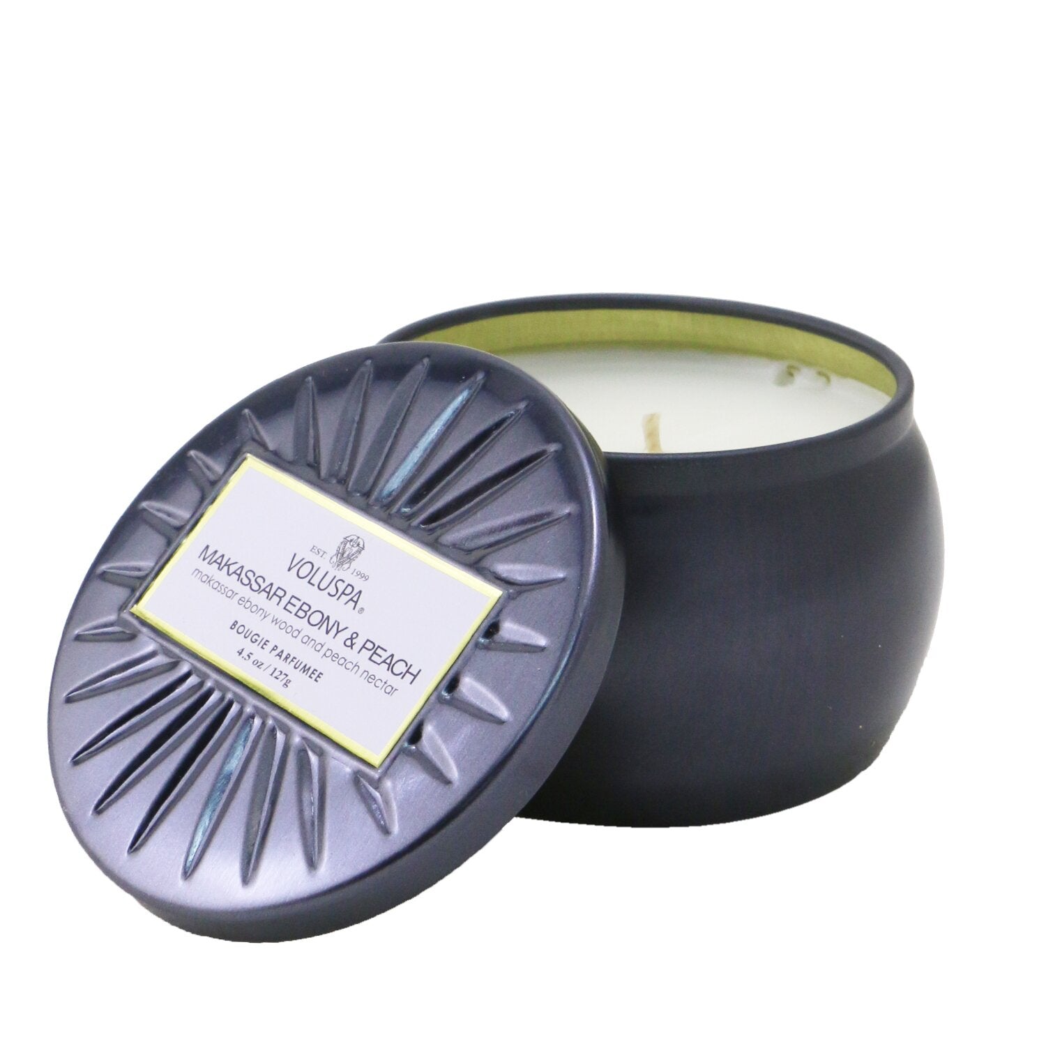 Voluspa Mini Tin Candle - Makassar Ebony & Peach  127g/4.5oz