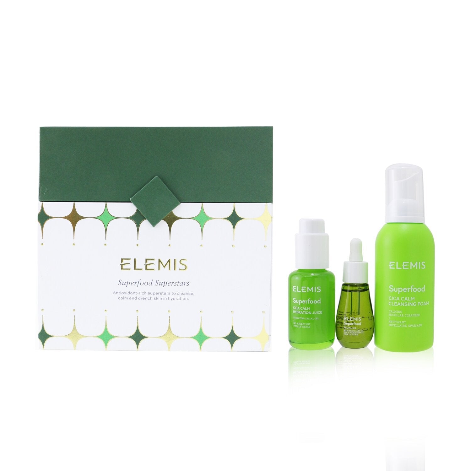 Elemis Superfood Superstars Set: CICA Calm Cleansing Foam 180ml+ CICA Calm Hydration Juice 50ml+ Facial Oil 15m  3pcs