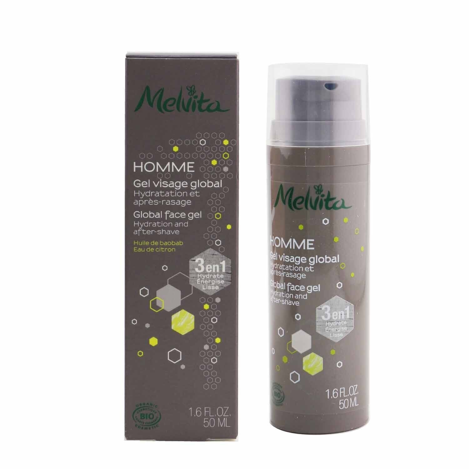 Melvita Homme Global Face Gel - Hydration & After Shave  50ml/1.6oz