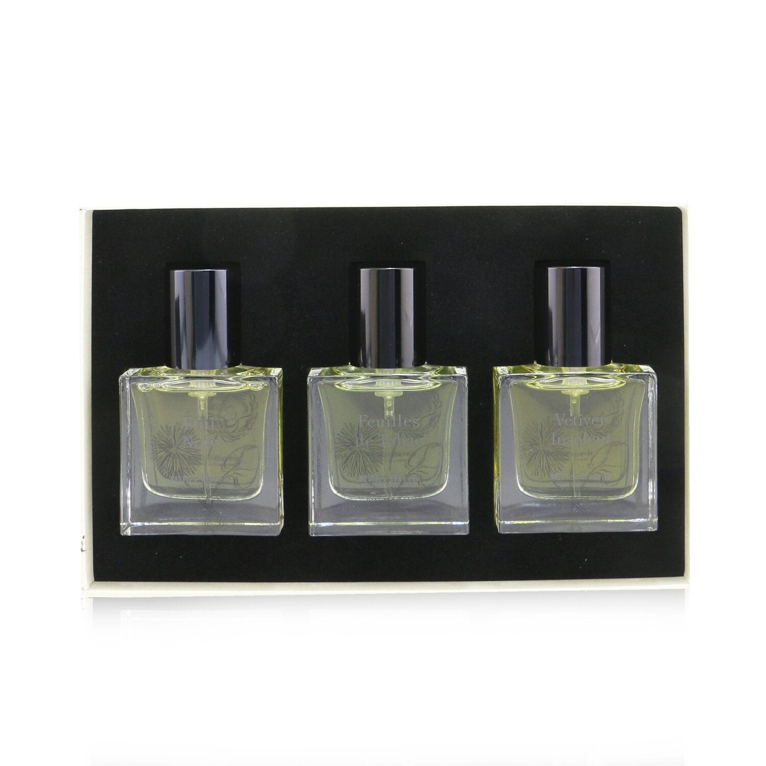 Miller Harris La Collection Voyage Pour Lui Eau De Parfum Spray Collection: Etui Noir + Feuilles De Tabac + Vetiver Insolent  3x14ml/0.47oz