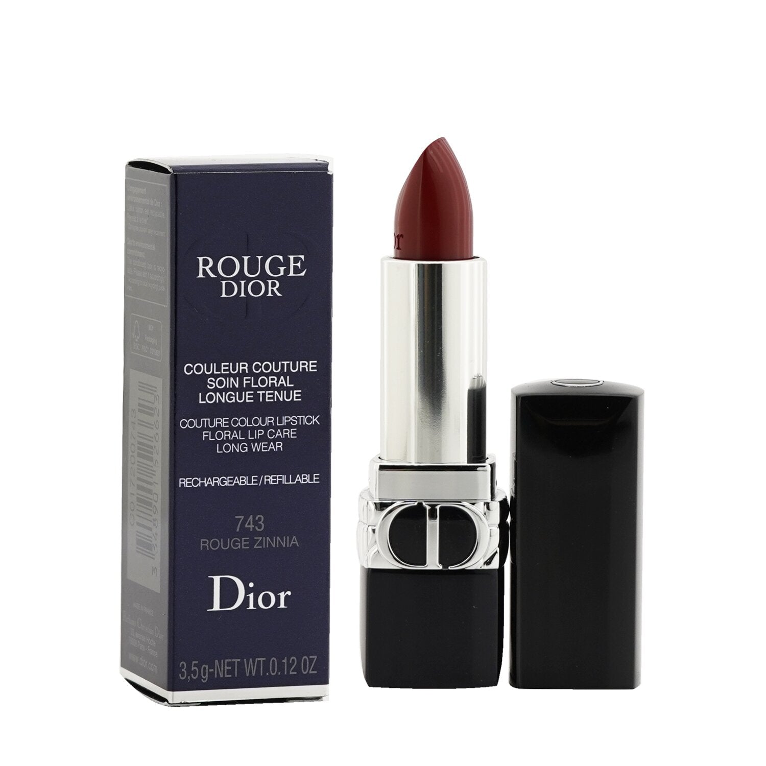 Christian Dior Rouge Dior Couture Colour Refillable Lipstick - # 743 Rouge Zinnia (Satin)  3.5g/0.12oz