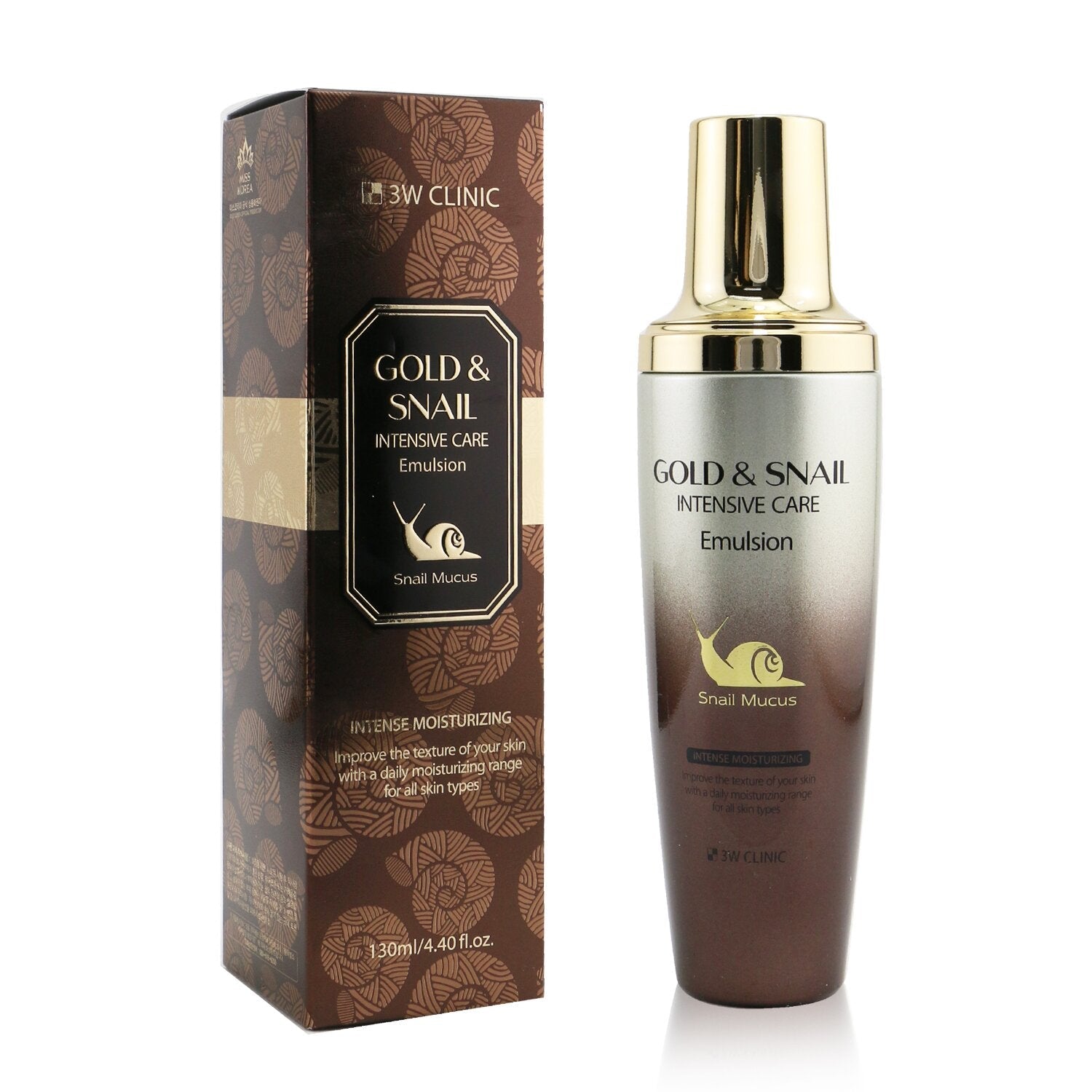 3W Clinic Gold & Snail Intensive Care Emulsion (Intense Moisturizing)  130ml/4.4oz