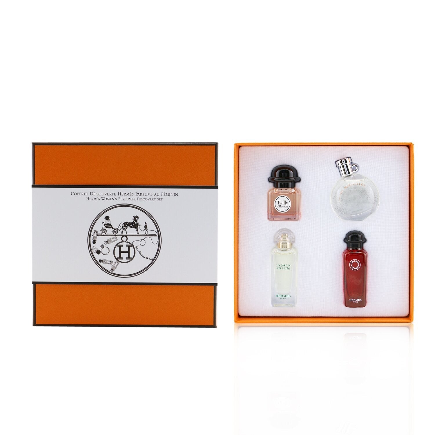 Hermes Miniature Coffret: Twilly D'Hermes, Un Jardin Sur Le Nil, Eau De Rhubarbe Ecarlate, Eau Des Merveilles  4x7.5ml/0.25oz