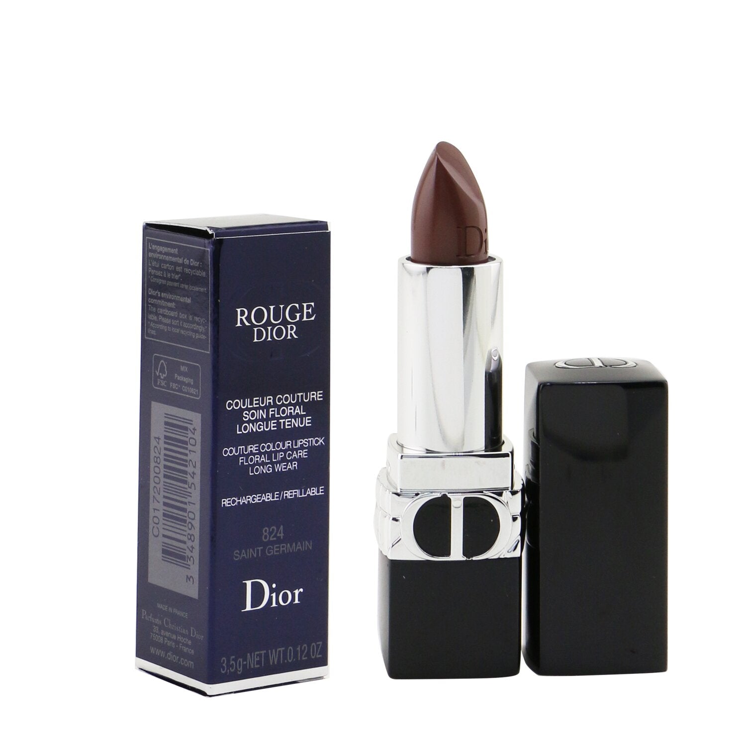 Christian Dior Rouge Dior Couture Colour Refillable Lipstick - # 824 Saint Germain (Satin)  3.5g/0.12oz