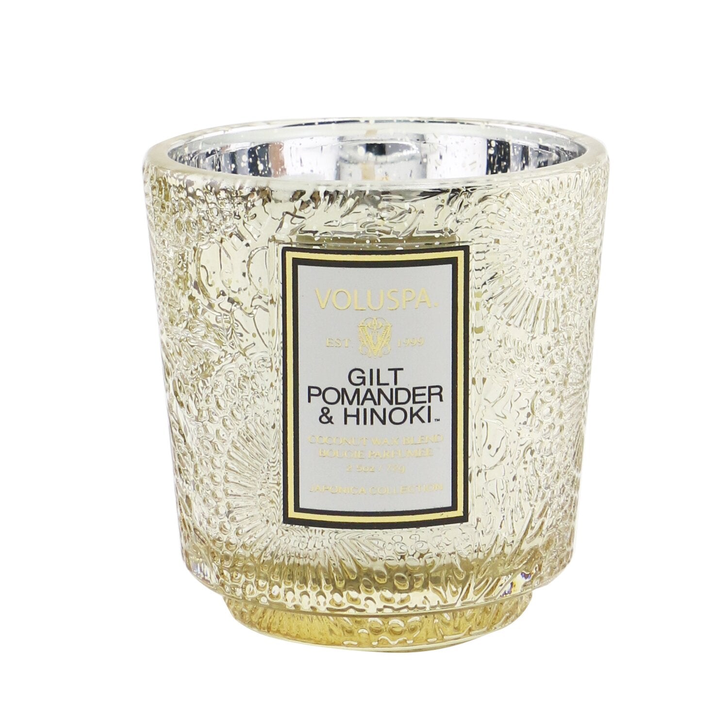 Voluspa Petite Pedestal Candle - Gilt Pomander & Hinoki  72g/2.5oz