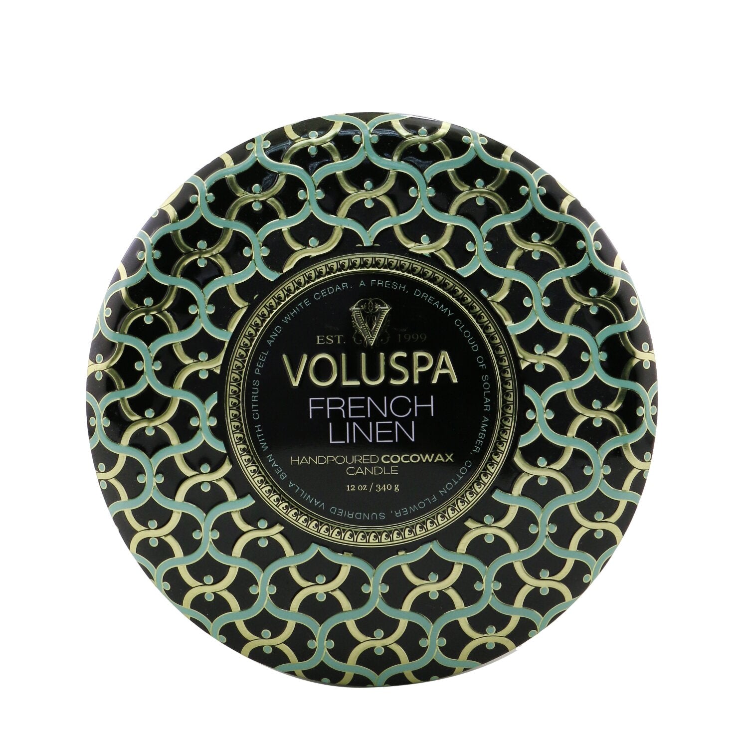 Voluspa 3 Wick Decorative Tin Candle - French Linen  340g/12oz