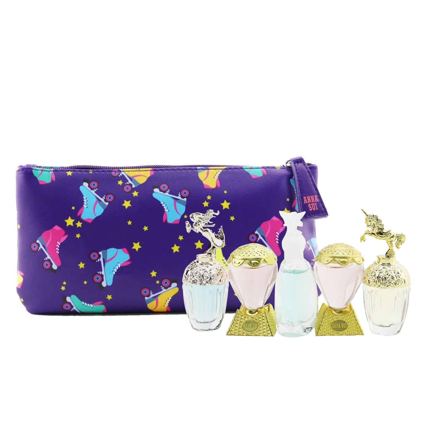 Anna Sui Miniature Coffret: Fantasia EDT 5ml + Fantasia Mermaid EDT 5ml + Sceret Wish EDT 5ml + 2x Sky EDT 5ml + Pouch  5pcs+Pouch