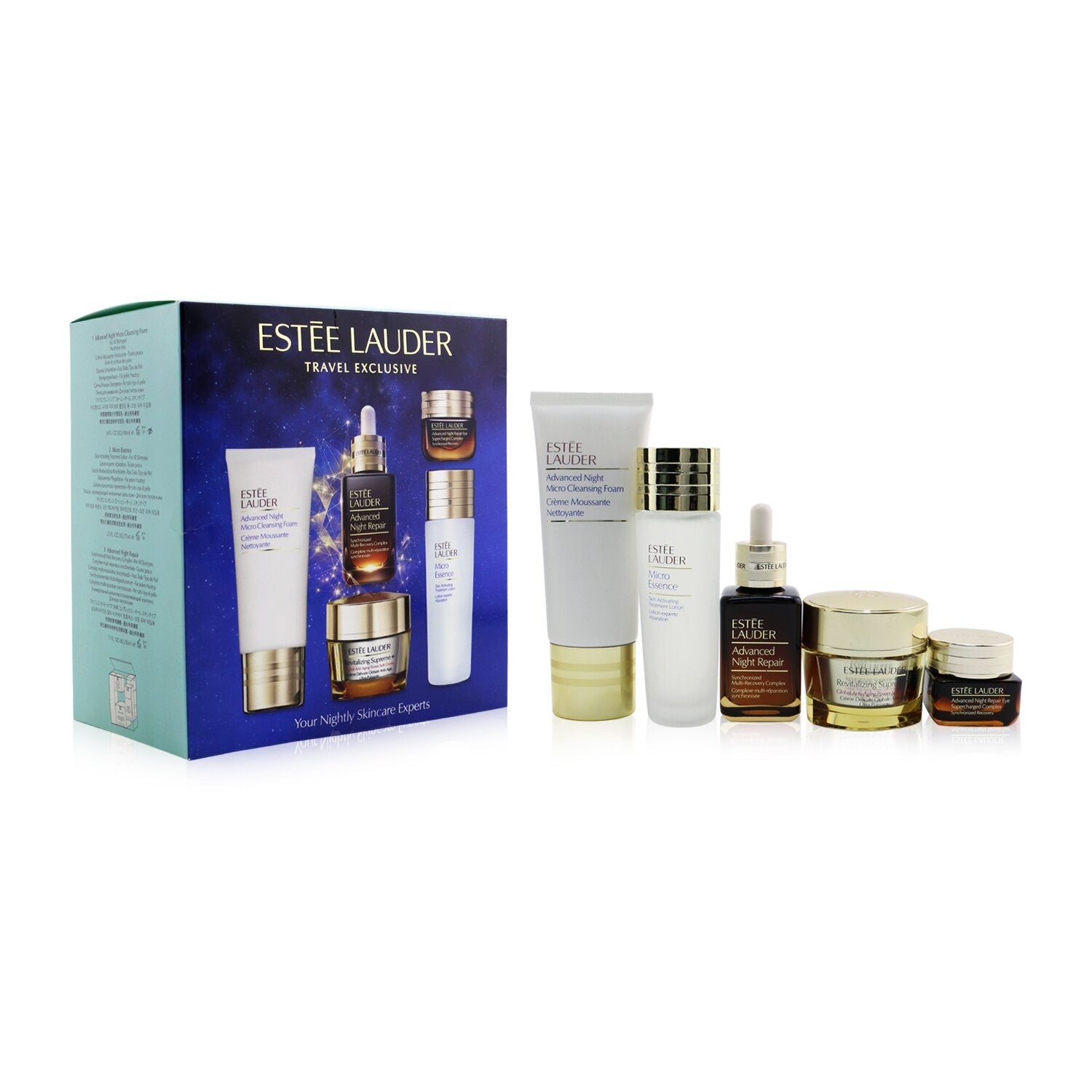 Estee Lauder Your Nightly Skincare Experts: ANR 50ml+ Revitalizing Supreme+ Soft Cream 50ml+ Eye Supercharged 15ml+ Micro Cleans...  5pcs